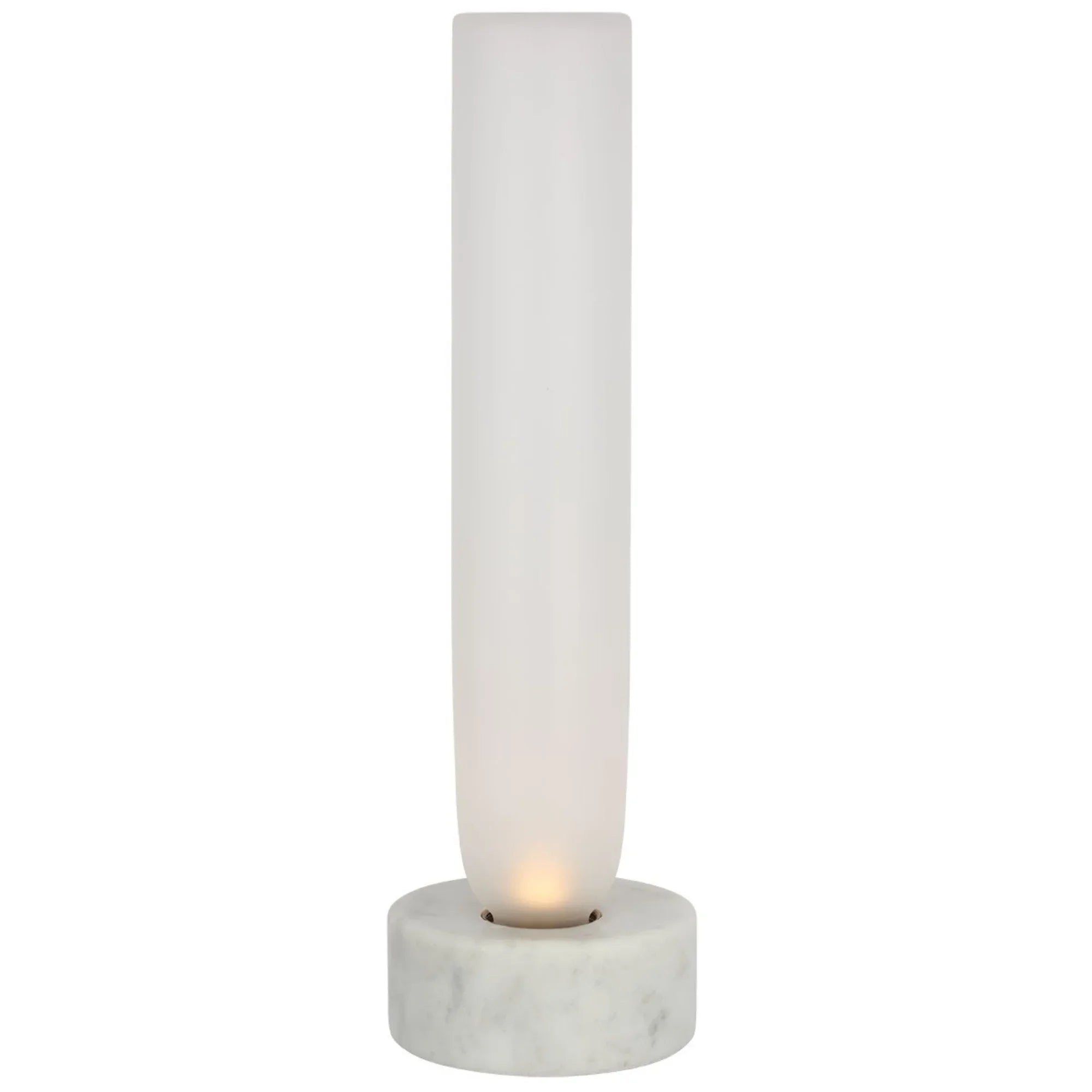 Volver 15" LED Small Table Lamp, 120-240V, White Marble Finish - Bees Lighting