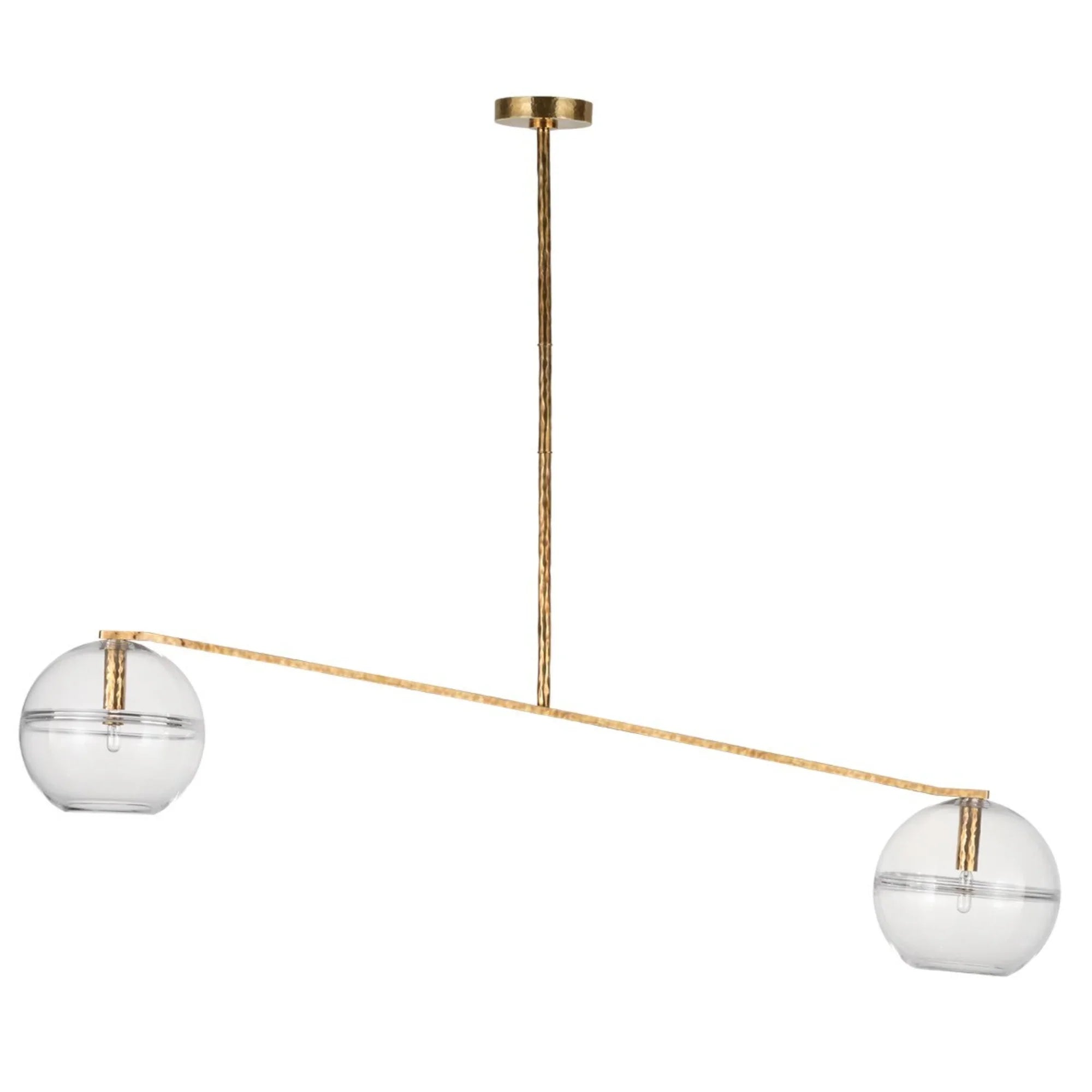 Lowing 59" 2-Light LED Medium Wide Chandelier, Polished Antique Brass Finish - Bees Lighting