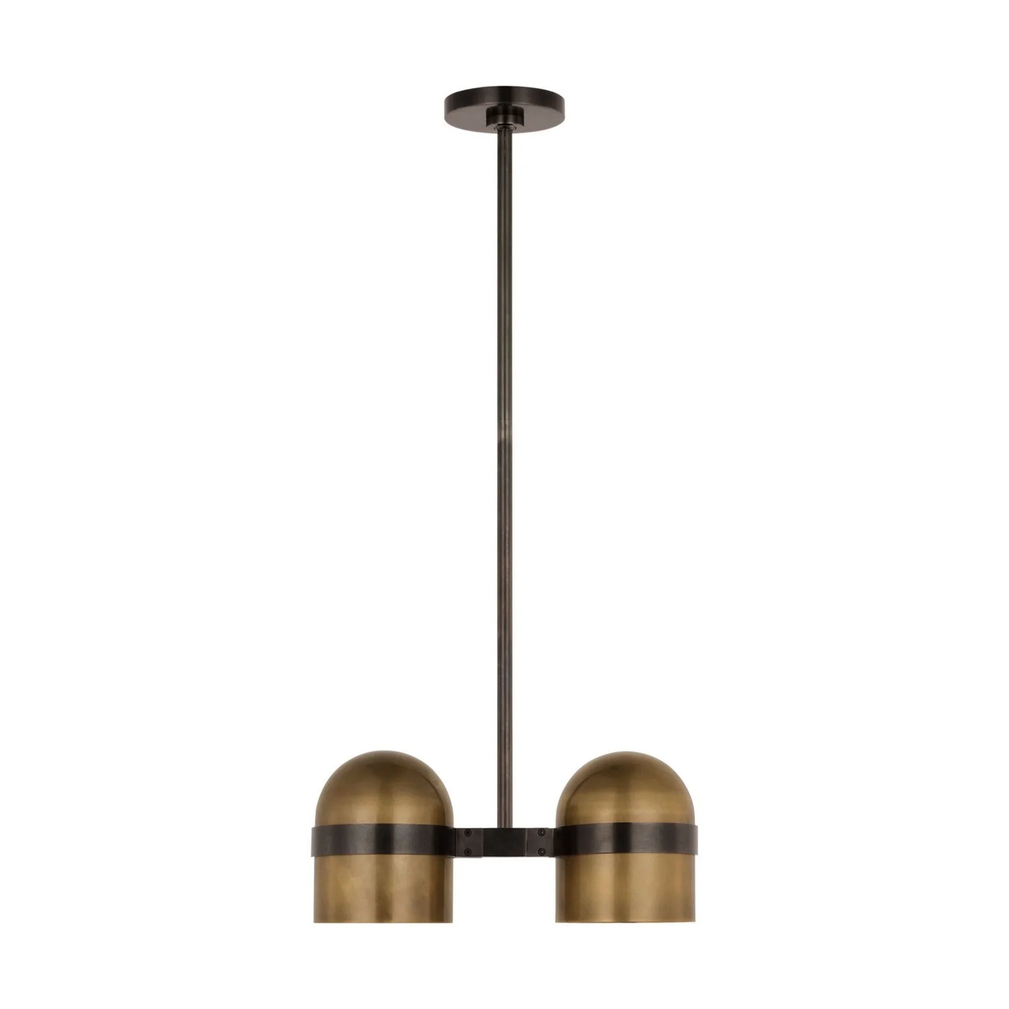 Octavia 16" 2-Light LED Large Pendant, 120-277V, Blackened Bronze & Bright Worn Brass Finish - Bees Lighting