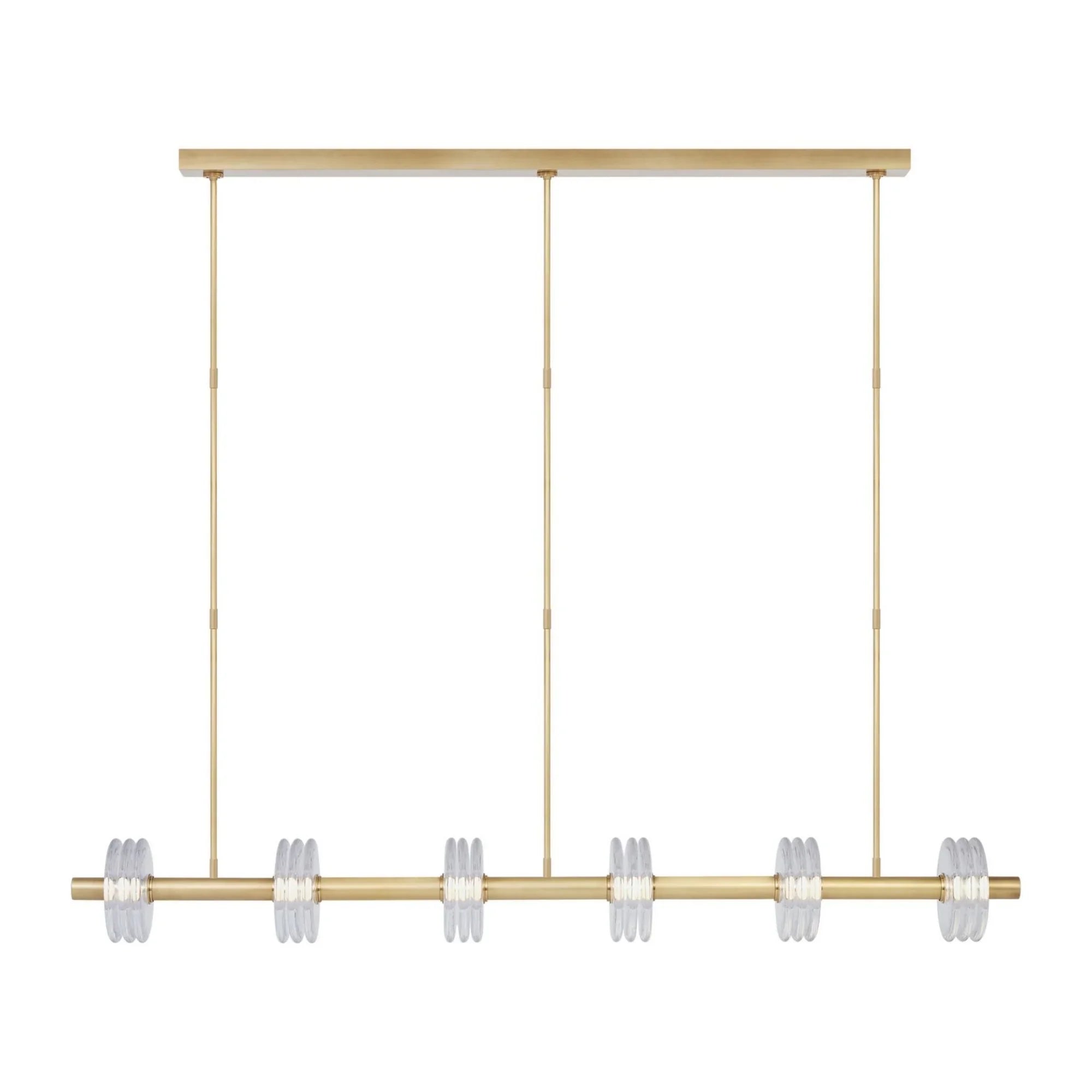 Laurel 72" LED Large X-Linear Pendant, 120-277V, Natural Brass Finish - Bees Lighting