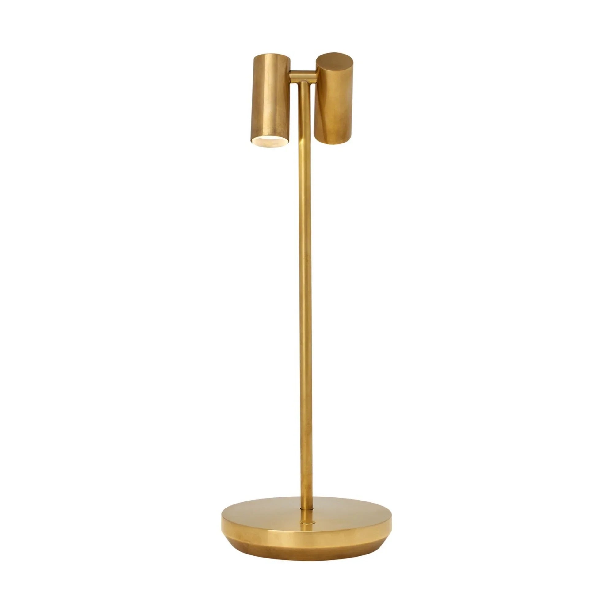 Doppia Accent Rechargeable Table Lamp, 120-240V, Natural Brass Finish - Bees Lighting