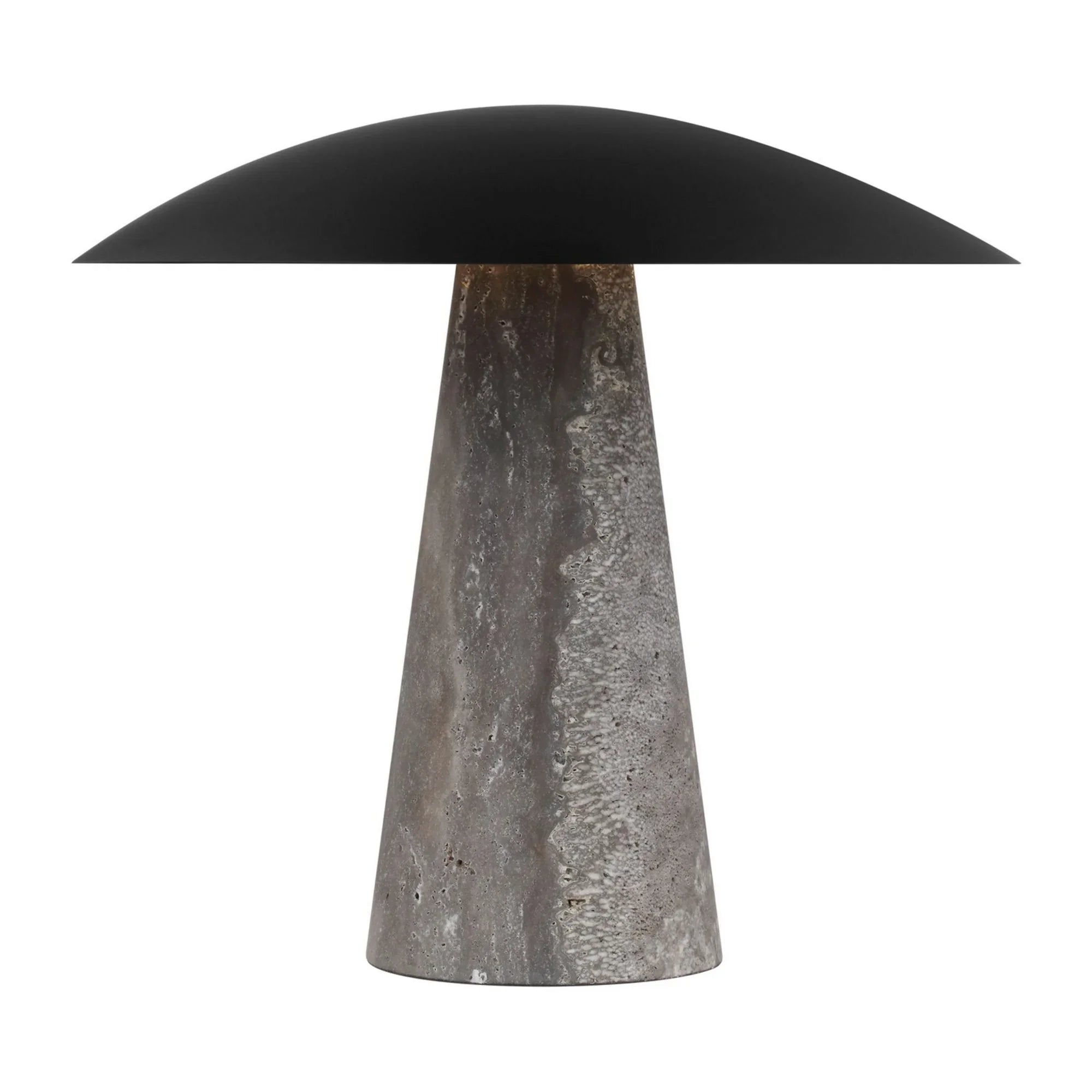 Aegis Medium Table Lamp, 120-240V, Dark Bronze & Travertine Finish - Bees Lighting