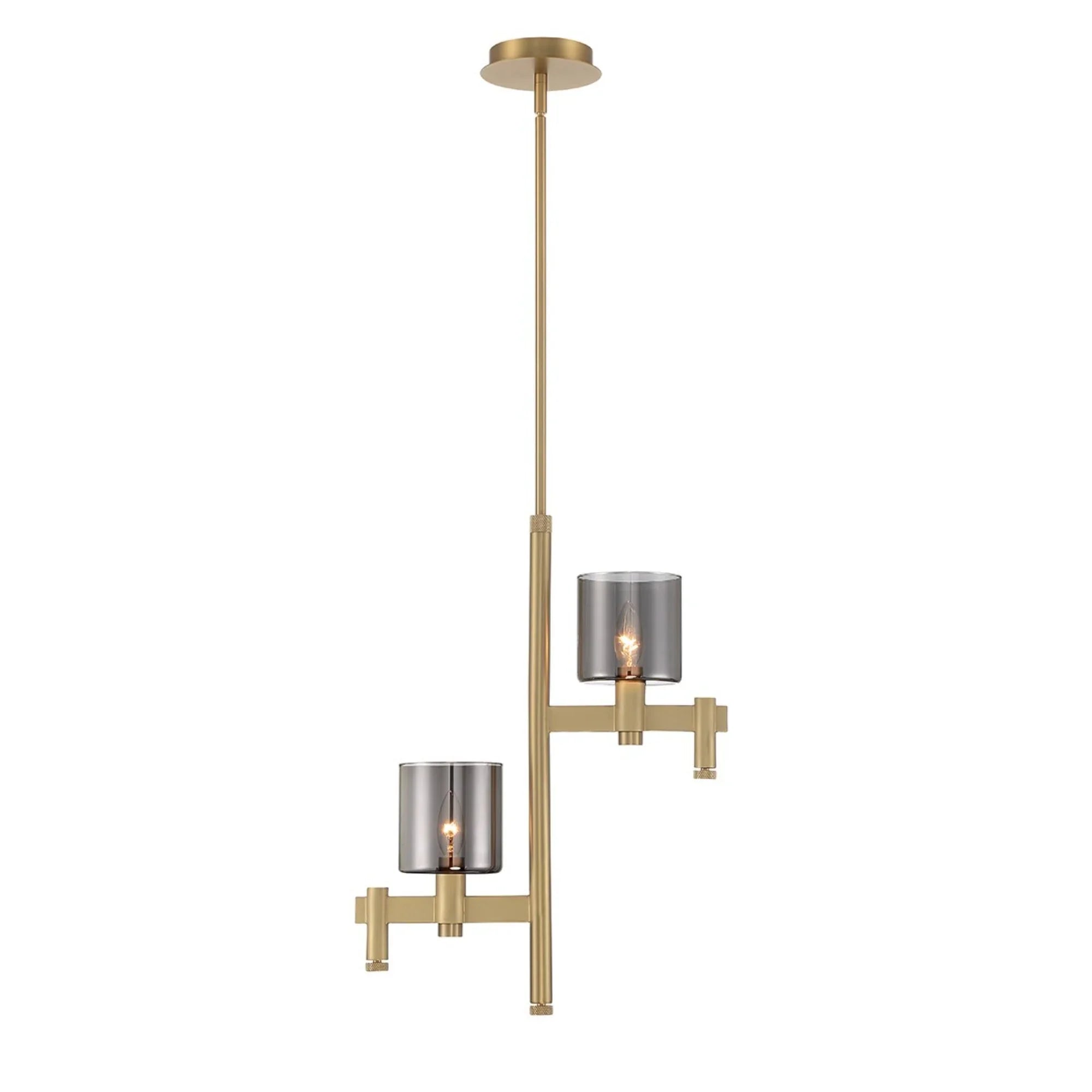 Decato 2-Light 22" Pendant, Satin Gold Finish with Smoked Glass - Bees Lighting