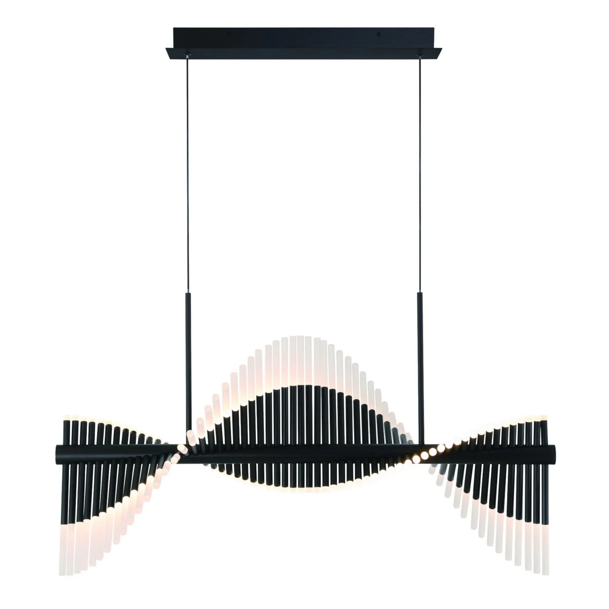 Voltik 60-Light 40" LED Linear Chandelier, Black Finish - Bees Lighting