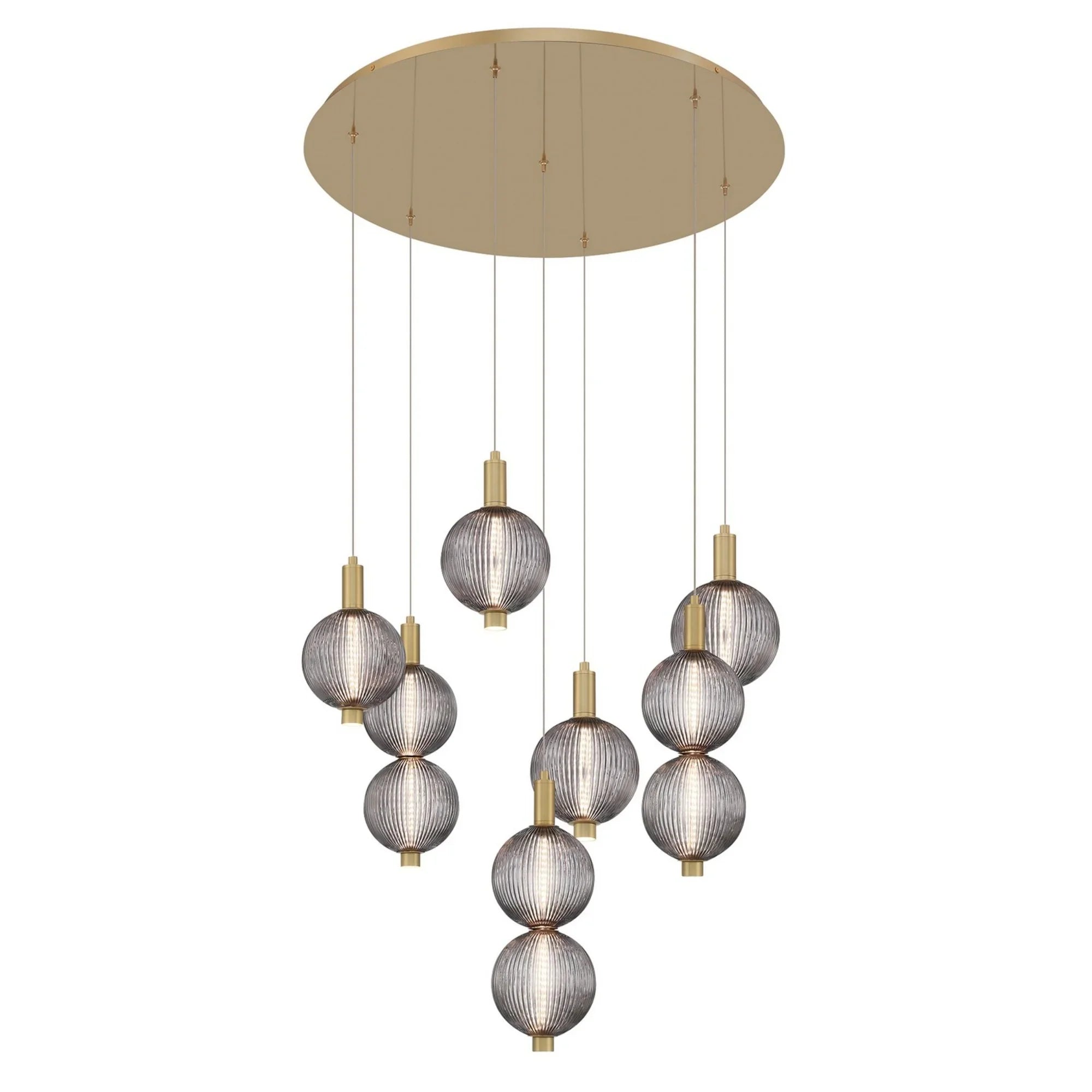 Palmas 7-Light 30" LED Multi Drop Chandelier, Gold Finish - Bees Lighting