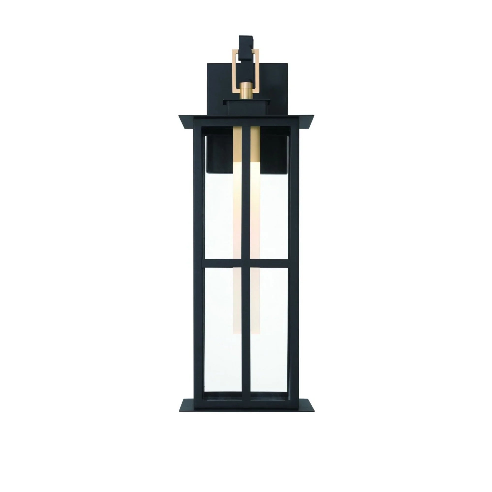Greyson 22" LED Outdoor Wall Lantern, Black & Brass Finish - Bees Lighting