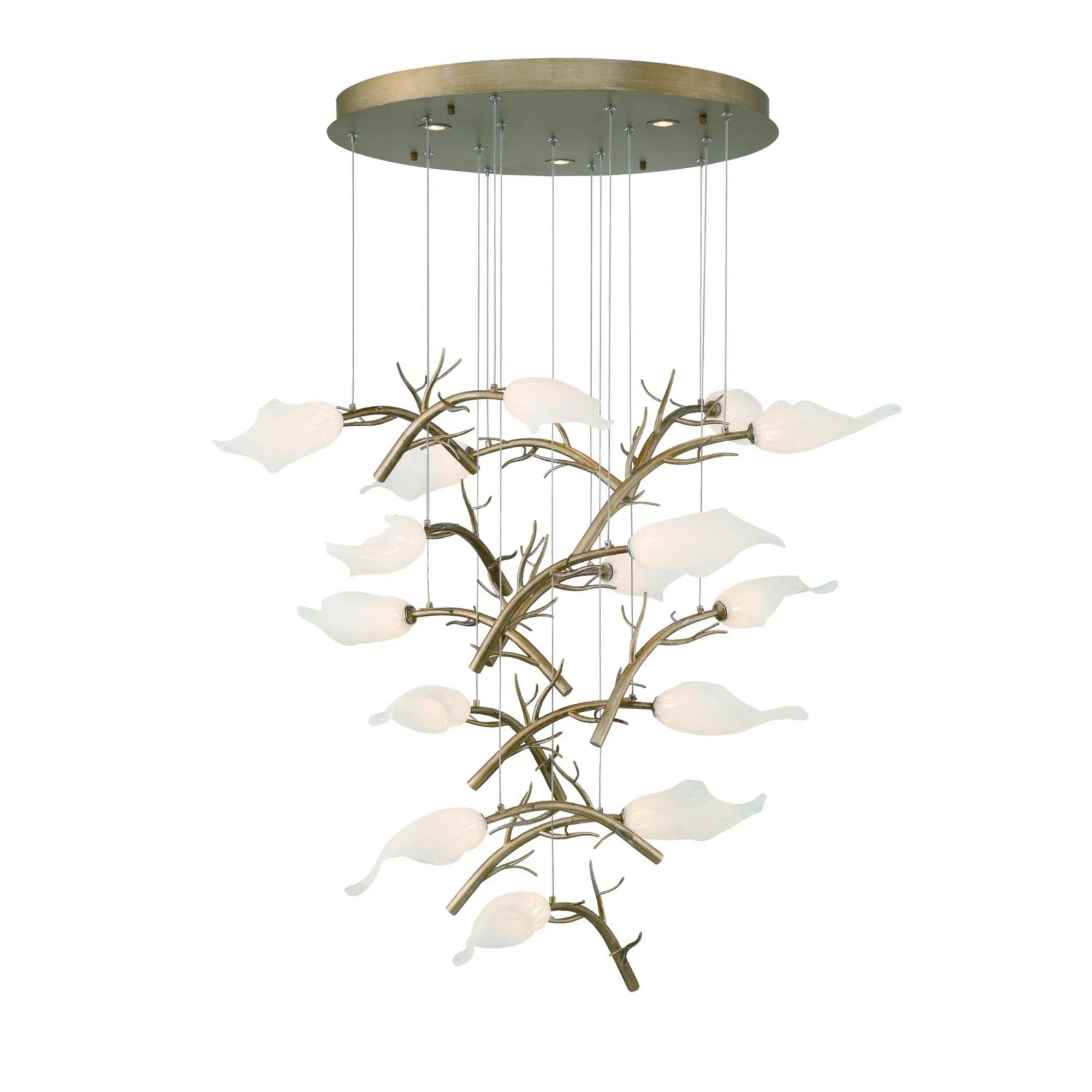 Matera 15-Light 28" LED Grand Chandelier, Antique Gold Finish - Bees Lighting