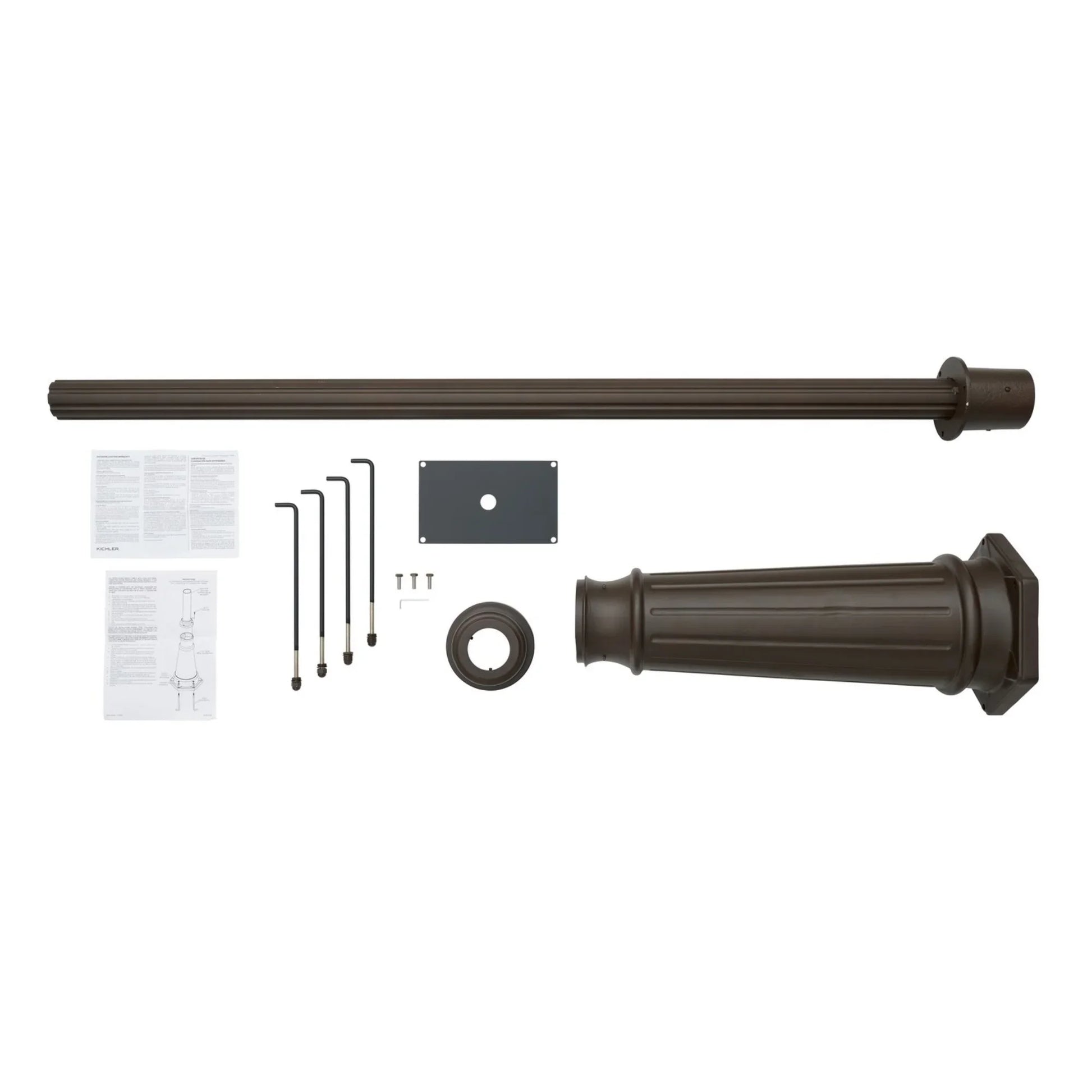 8 ft Light Post, 3 in Round Cast Aluminum Shaft, Bronze Finish - Bees Lighting