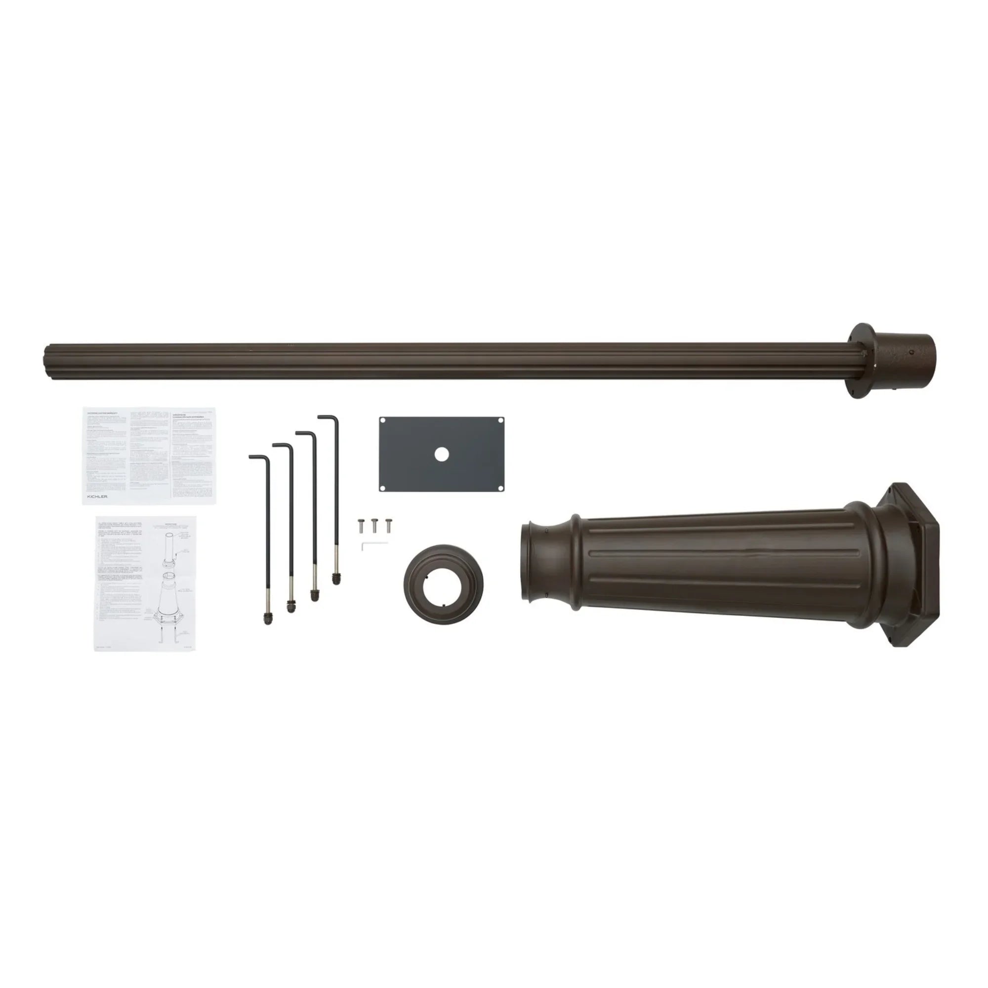 8 ft Light Post, 3 in Round Cast Aluminum Shaft, Bronze Finish - Bees Lighting