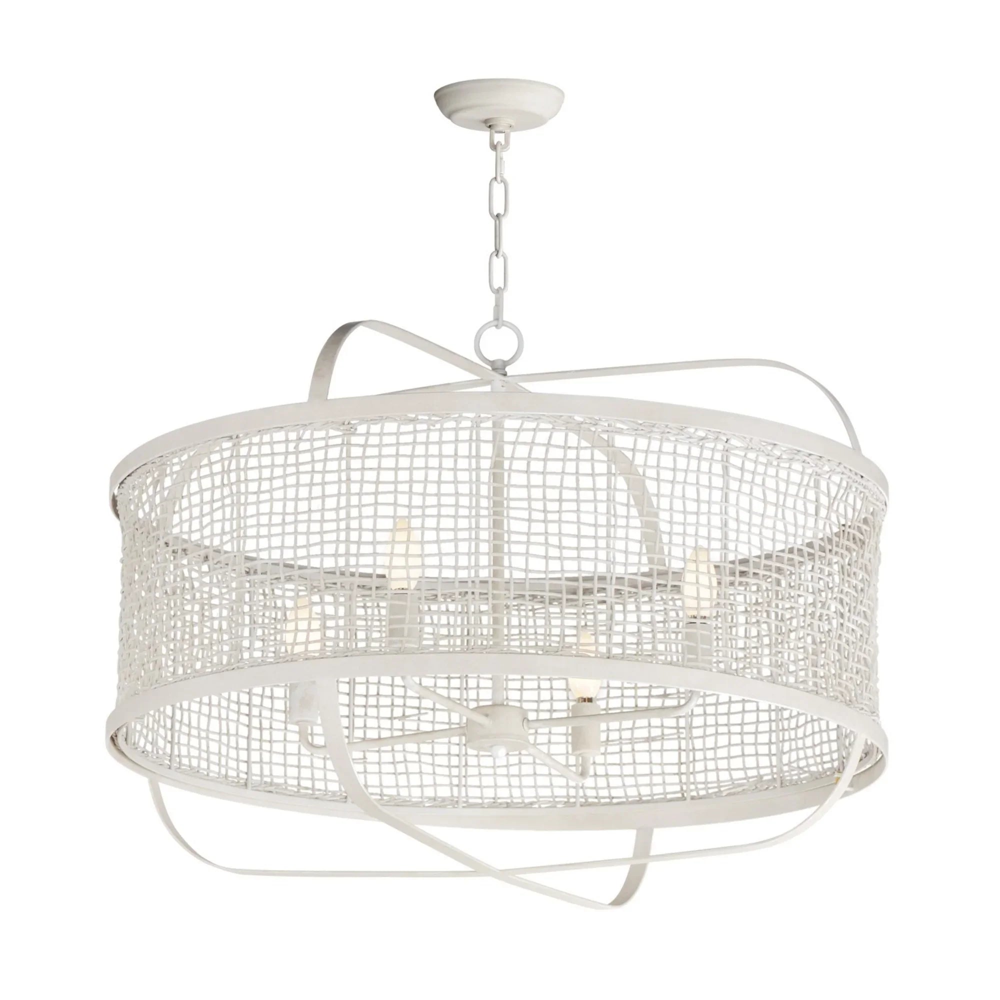 Cestino 30" 4-Light Pendant, Weathered White Finish - Bees Lighting