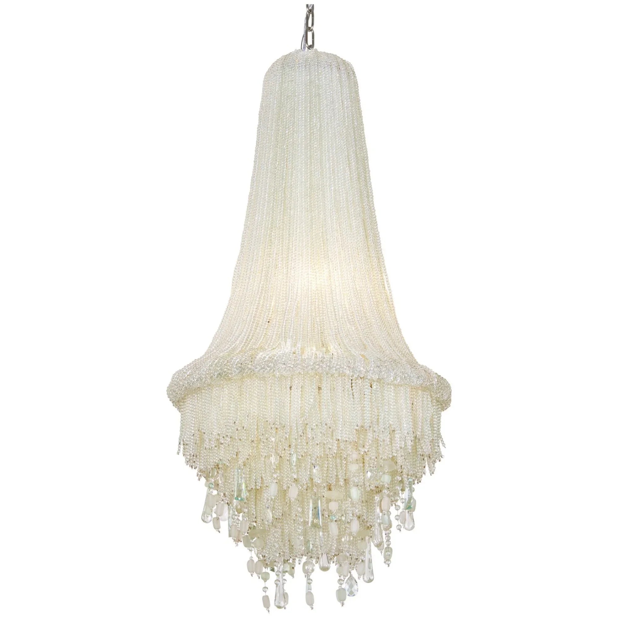 Crystal Reign 38" 4-Light Chandelier, Polished Nickel Finish - Bees Lighting