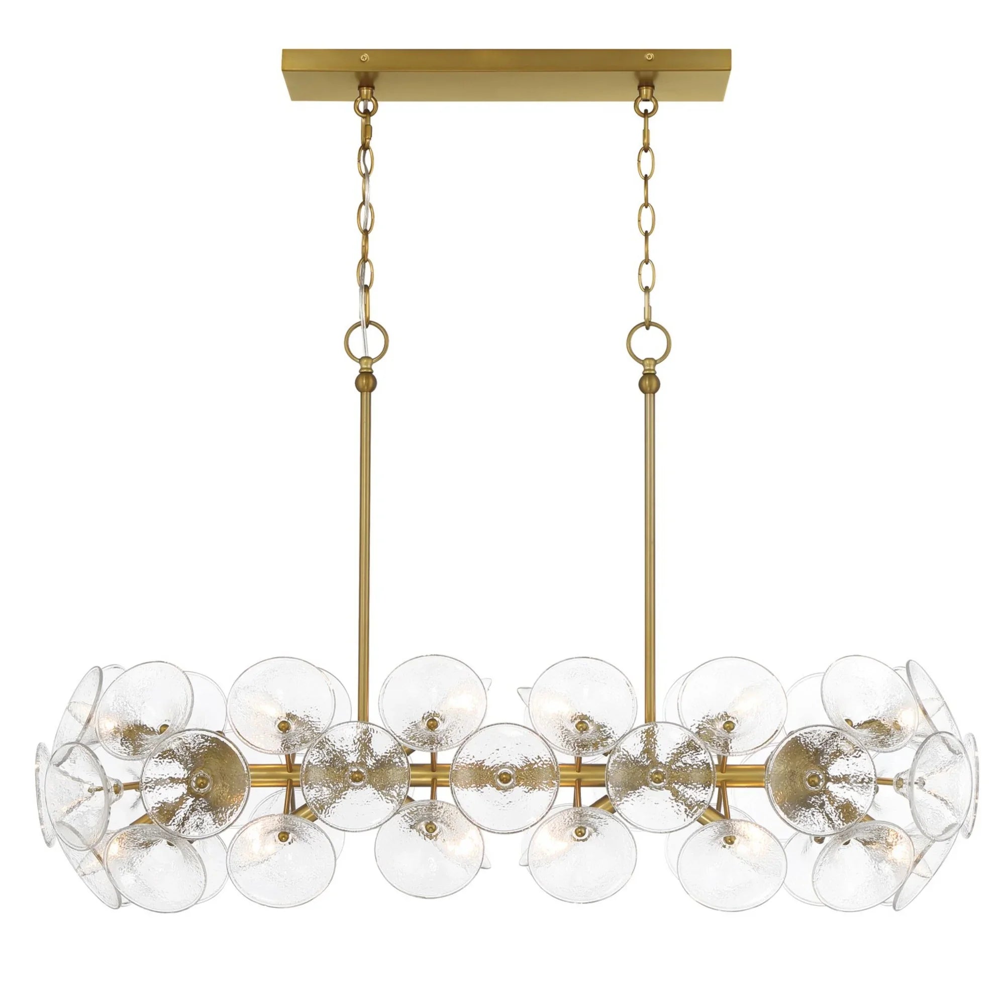 Winter 39" 12-Light Island Light, Soft Brass Finish - Bees Lighting