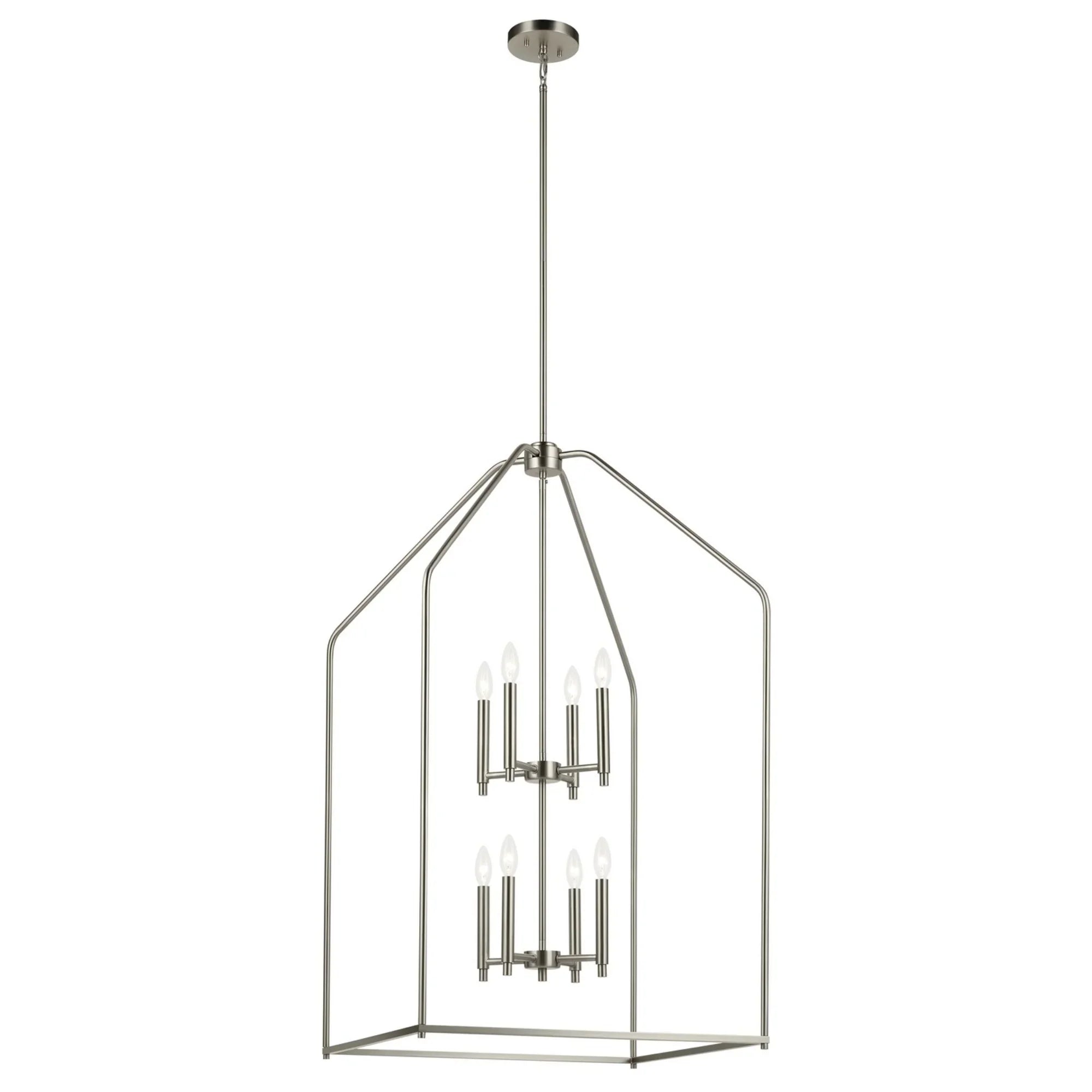 Madden 43" 8-Light Foyer Pendant, Brushed Nickel Finish - Bees Lighting