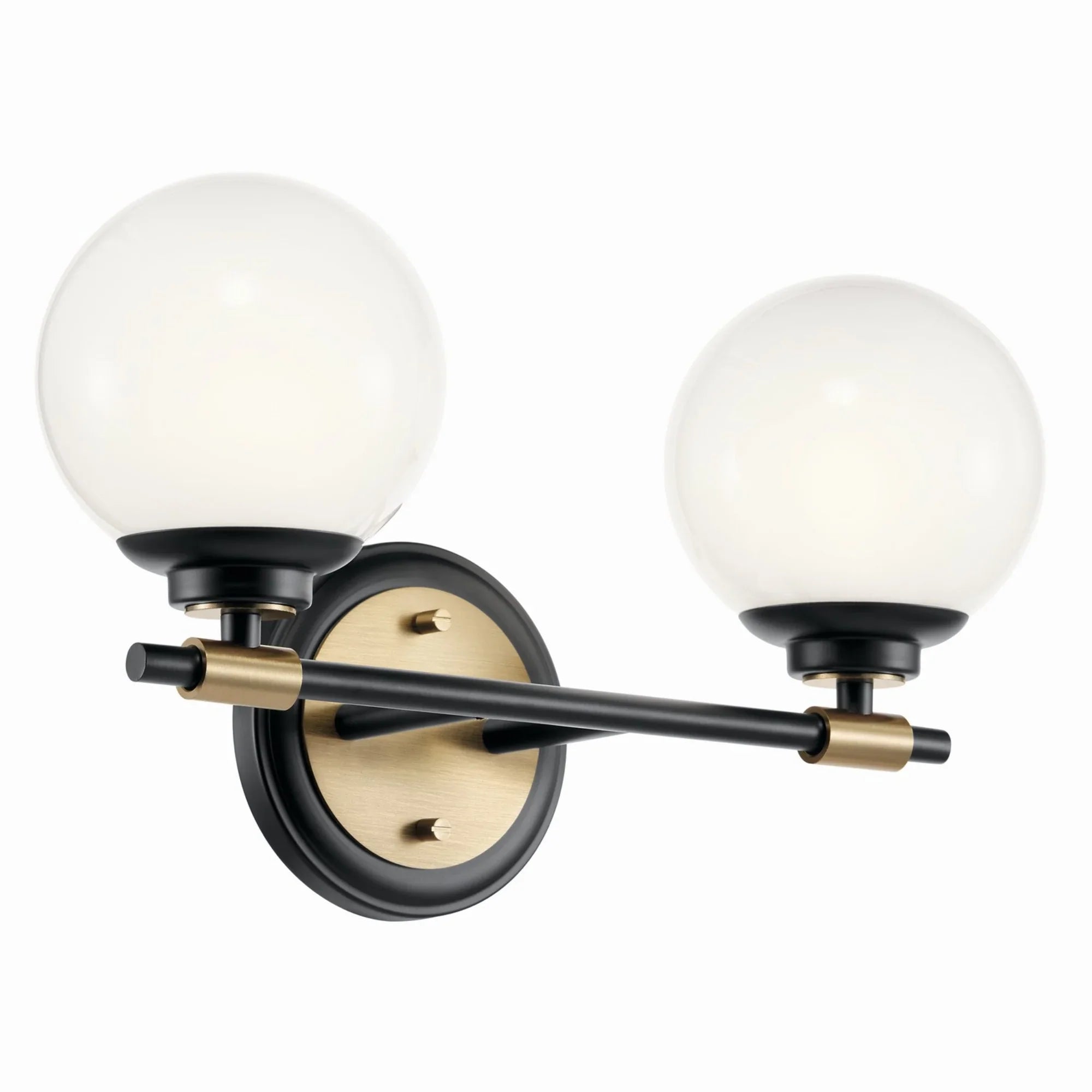 Benno 15" 2-Light Vanity Light, Black & Champagne Finish - Bees Lighting