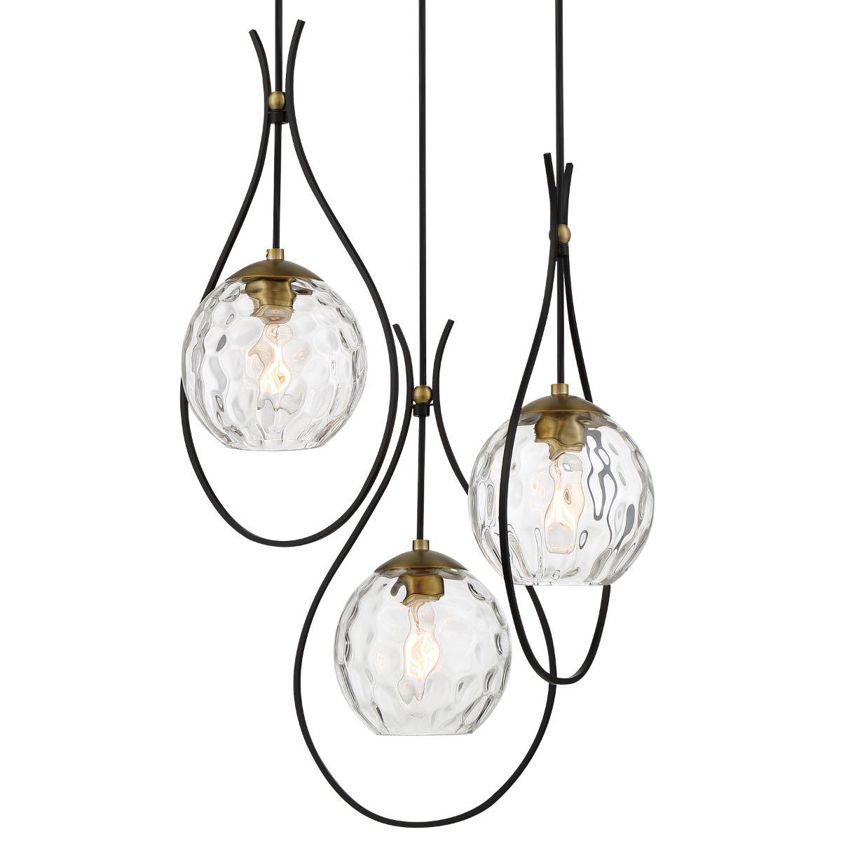 Cody 19 In. 3 Lights Pendant Light Black & brass Finish - Bees Lighting