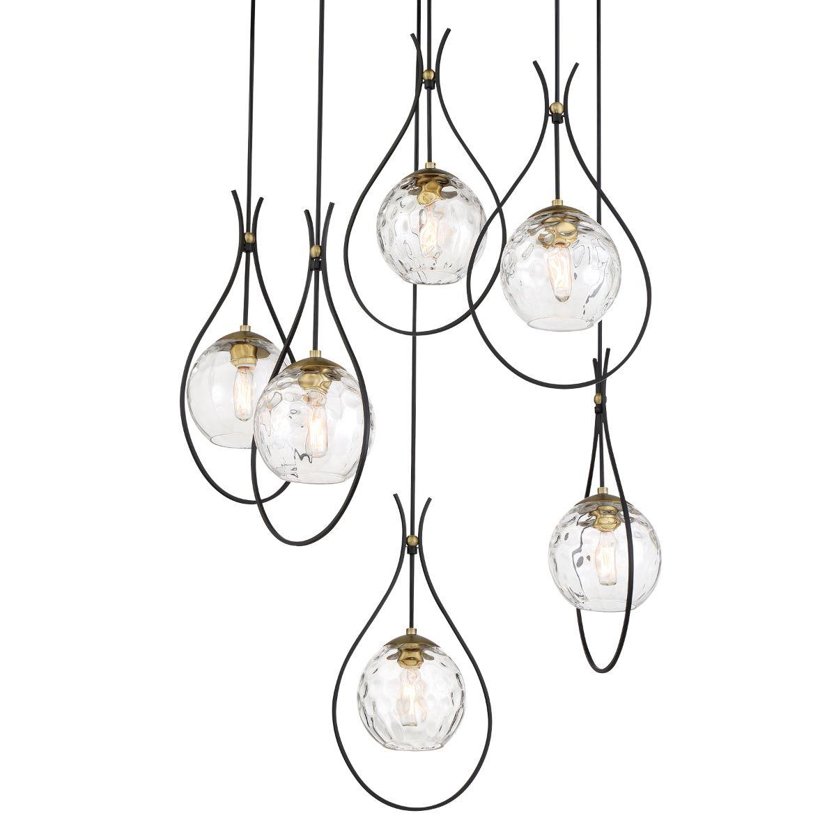 Cody 28 In. 6 Lights Pendant Light Black & brass Finish - Bees Lighting