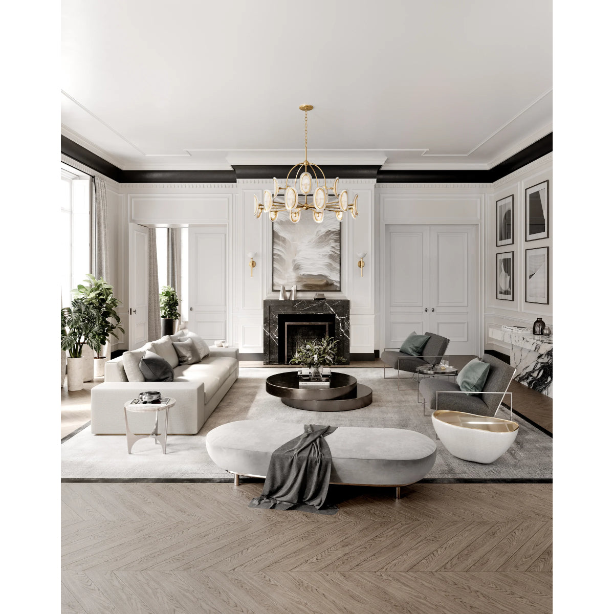 Danes 50" 18 Lights Chandelier Gold Finish