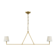 Perth 56" 2-Light Large Linear Chandelier, Burnished Brass Finish - Bees Lighting