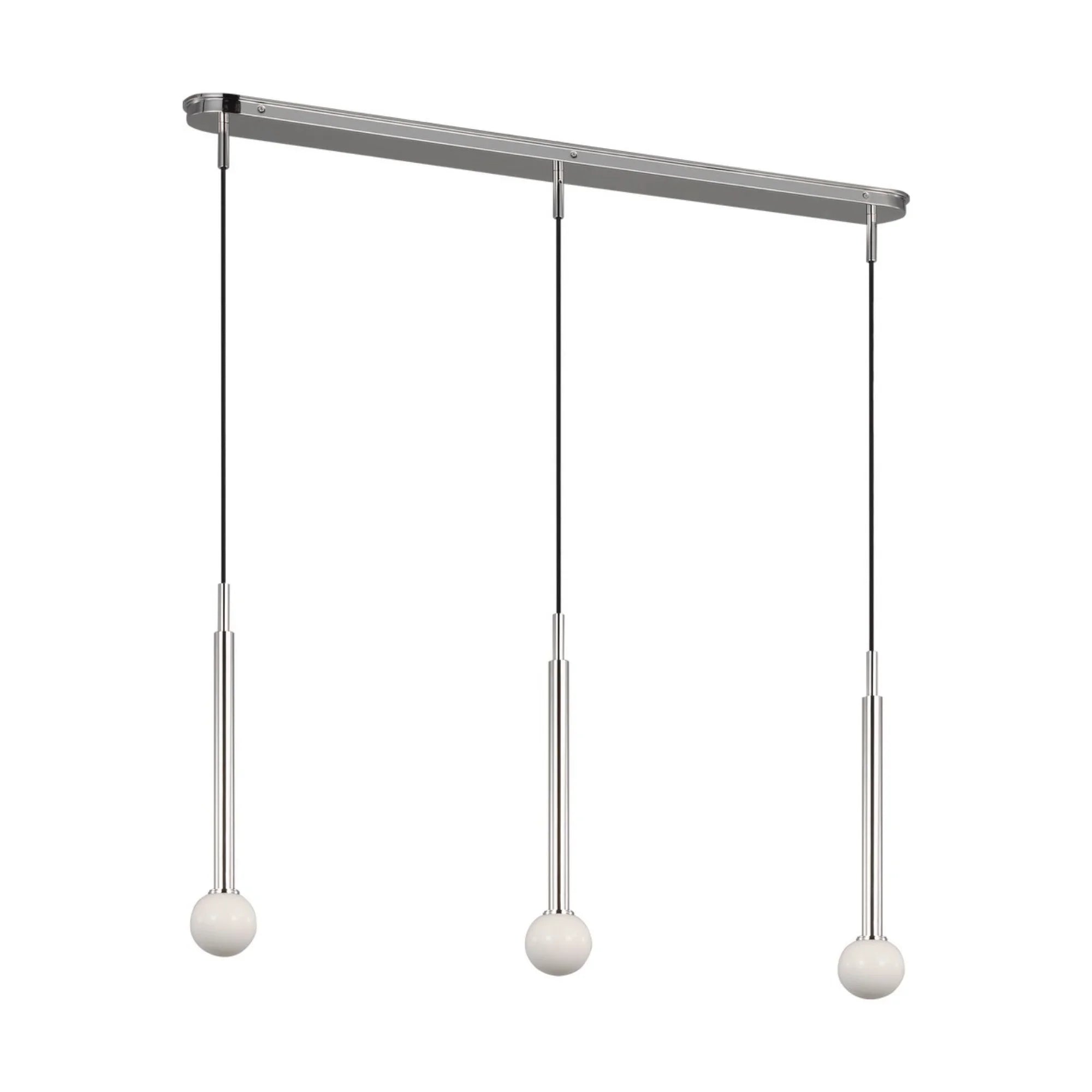 Nodes 49" 3-Light Small Linear Pendant, Polished Nickel Finish - Bees Lighting