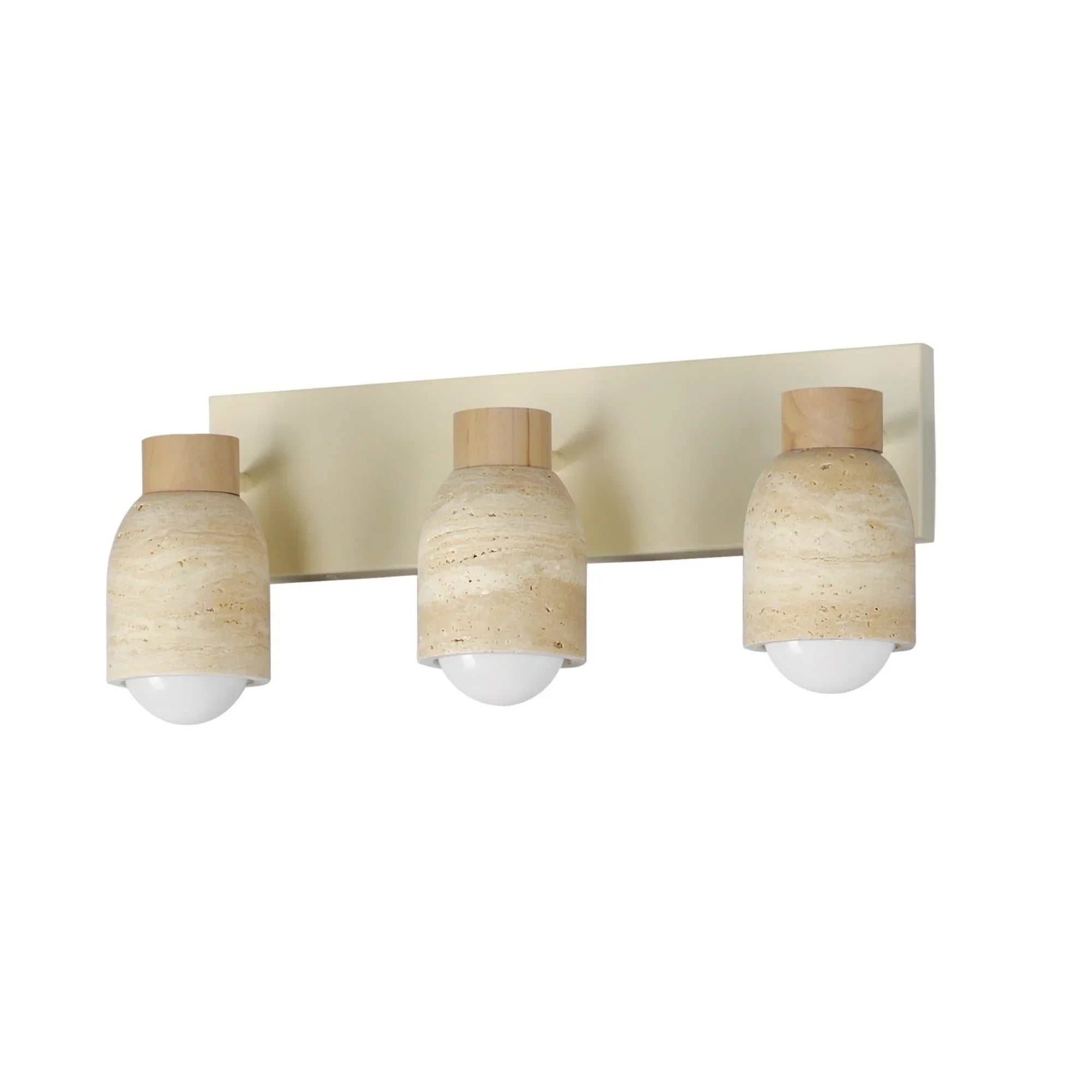 Pompeii 21" 3-Light Bath Vanity, Travertine & Oyster Finish - Bees Lighting