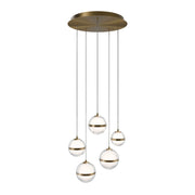 Cyllindra 17" LED Chandelier, 4CCT, Aged Brass Finish - Bees Lighting