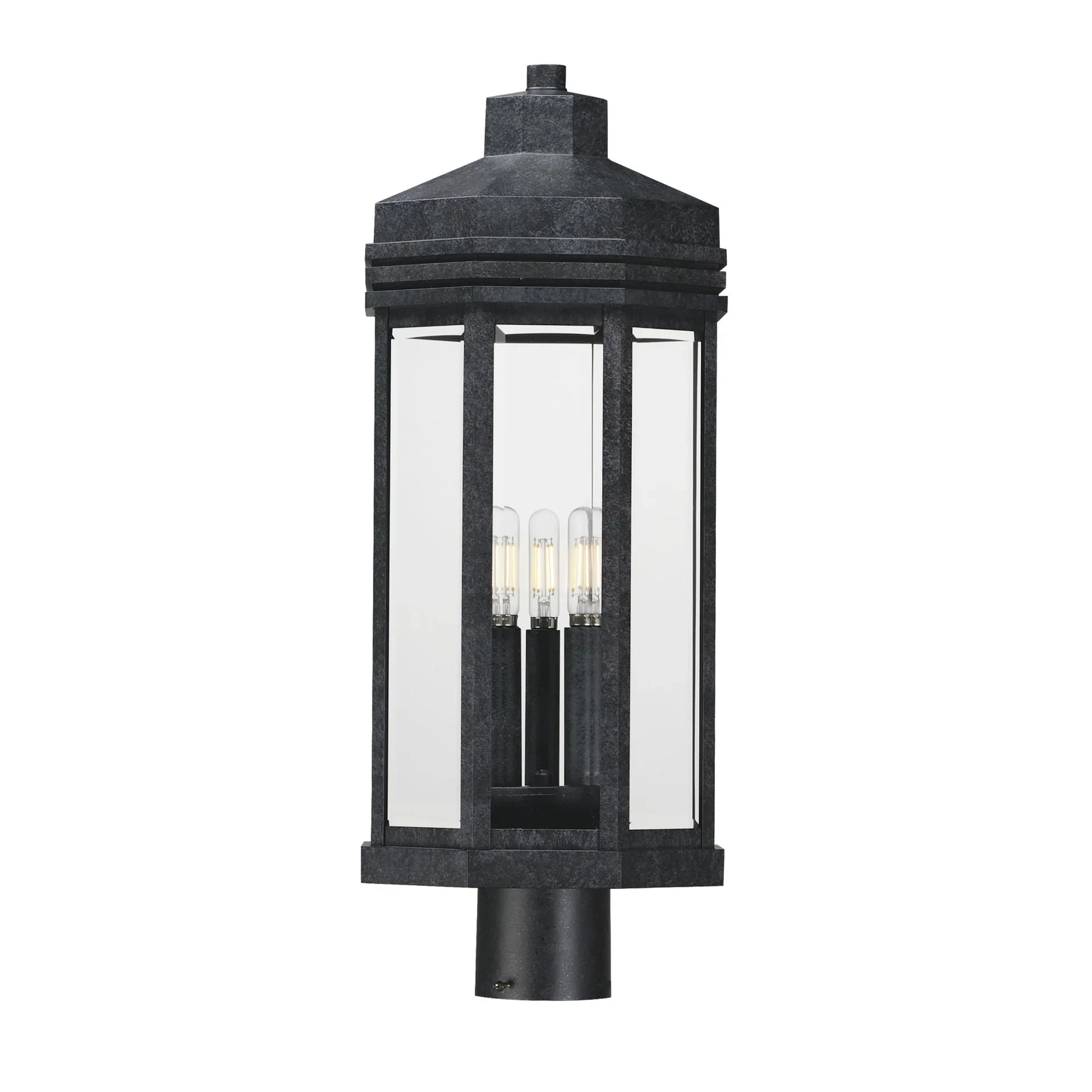 Wright 23" 3-Light Outdoor Post Lantern, Black Patina Finish - Bees Lighting