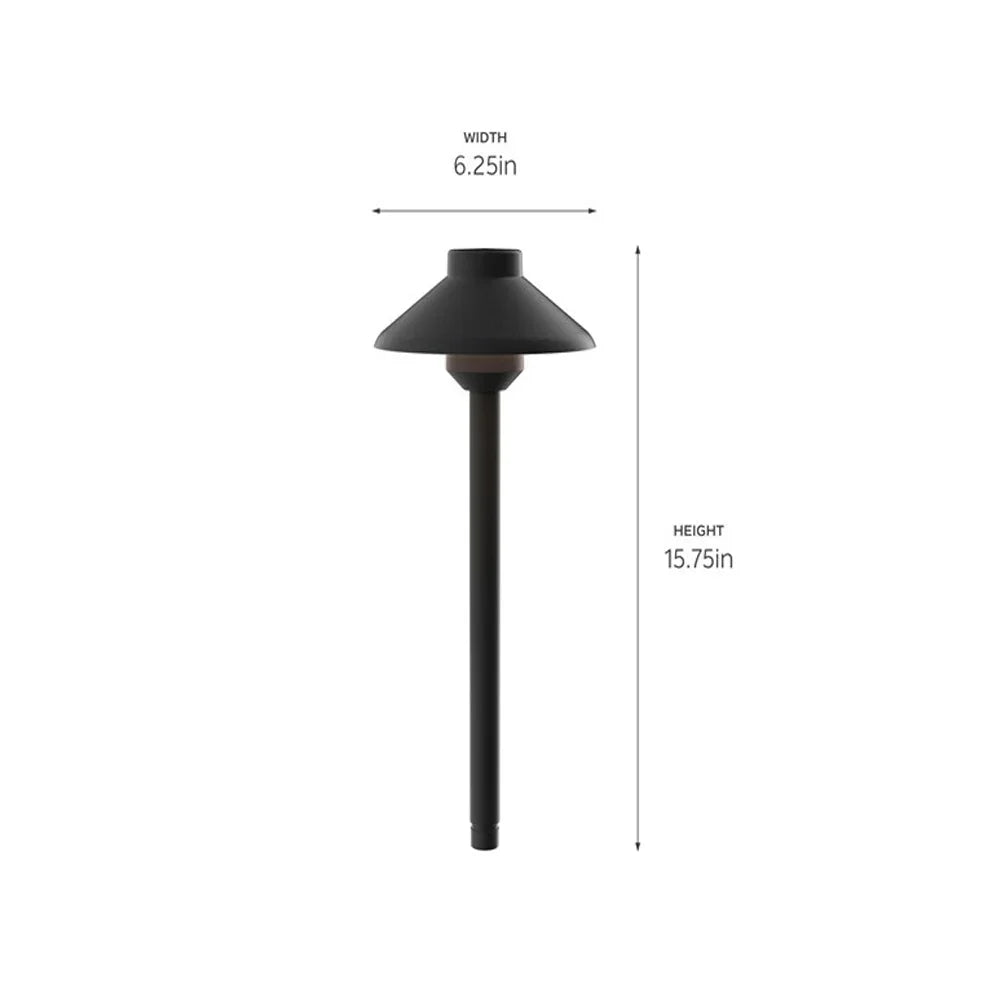 Stepped Dome 15" Path Light, 2700K, Black Textured - Bees Lighting