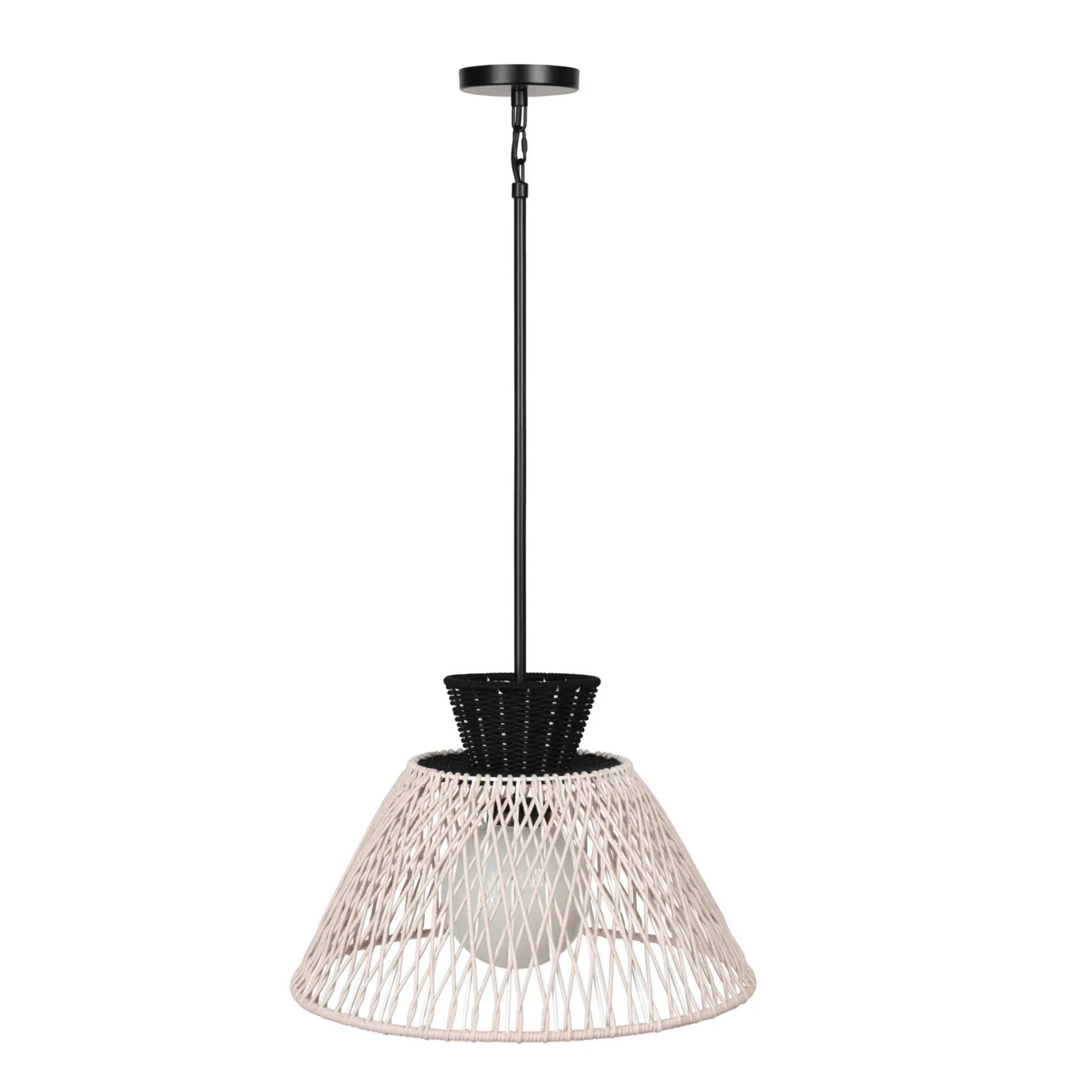 Jelice 24" Outdoor Pendant, Black & Beige PET Weave Finish - Bees Lighting