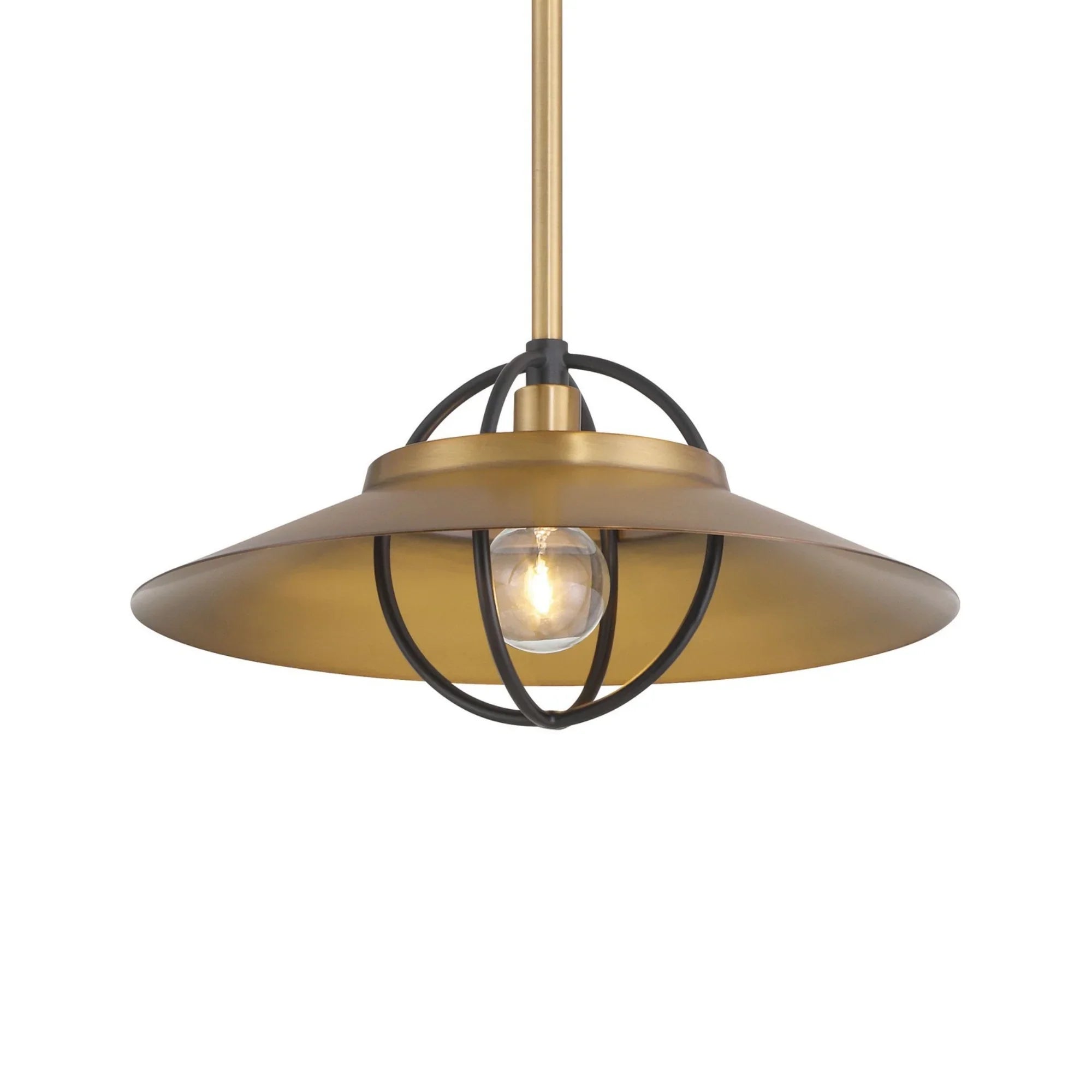 Newburie 12" Pendant, Legacy Brass & Dark Matte Black Finish - Bees Lighting