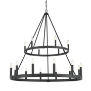 Dutton 44" 18-Light 2-Tier Chandelier, Coal Finish - Bees Lighting