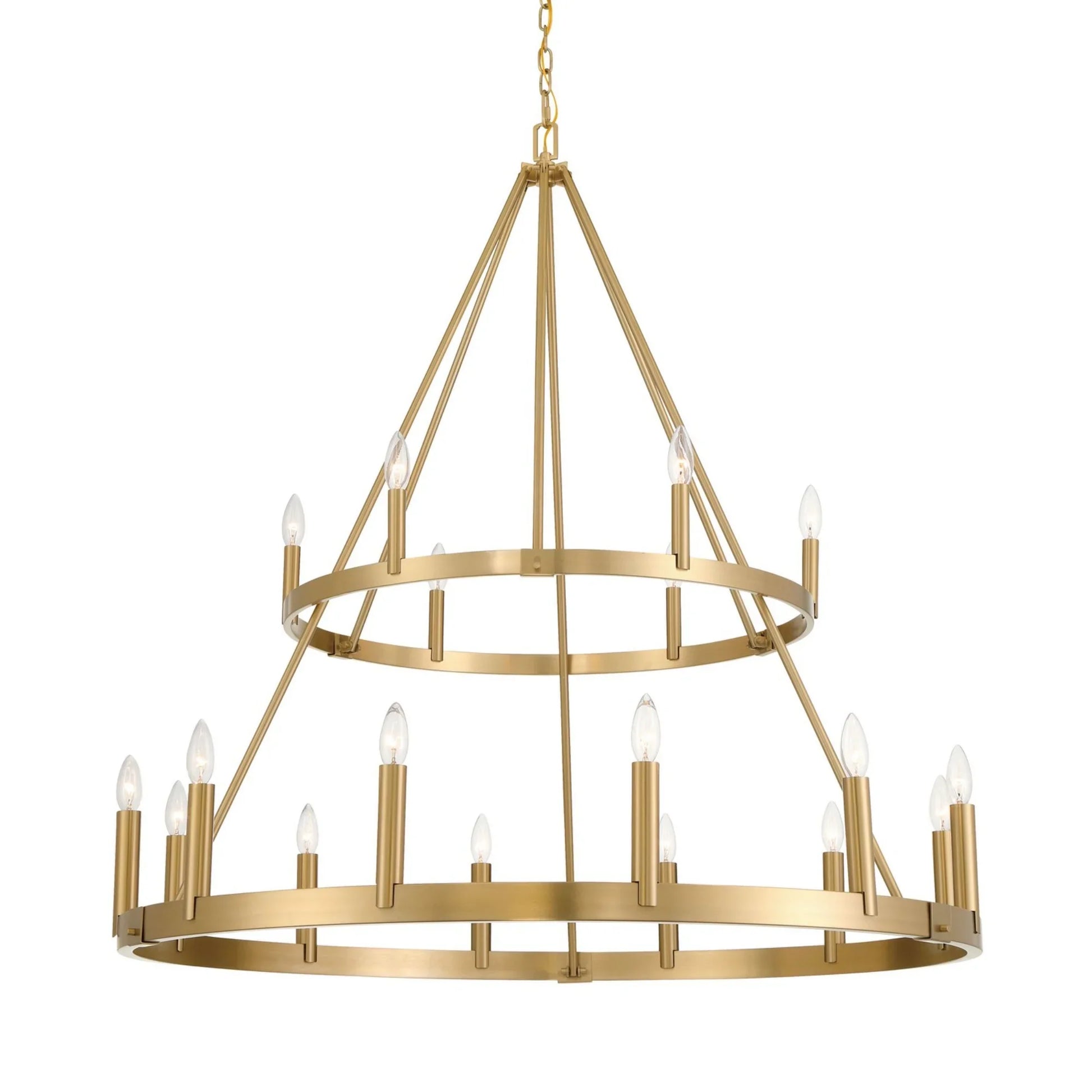 Dutton 44" 18-Light 2-Tier Chandelier, Signature Brass Finish - Bees Lighting