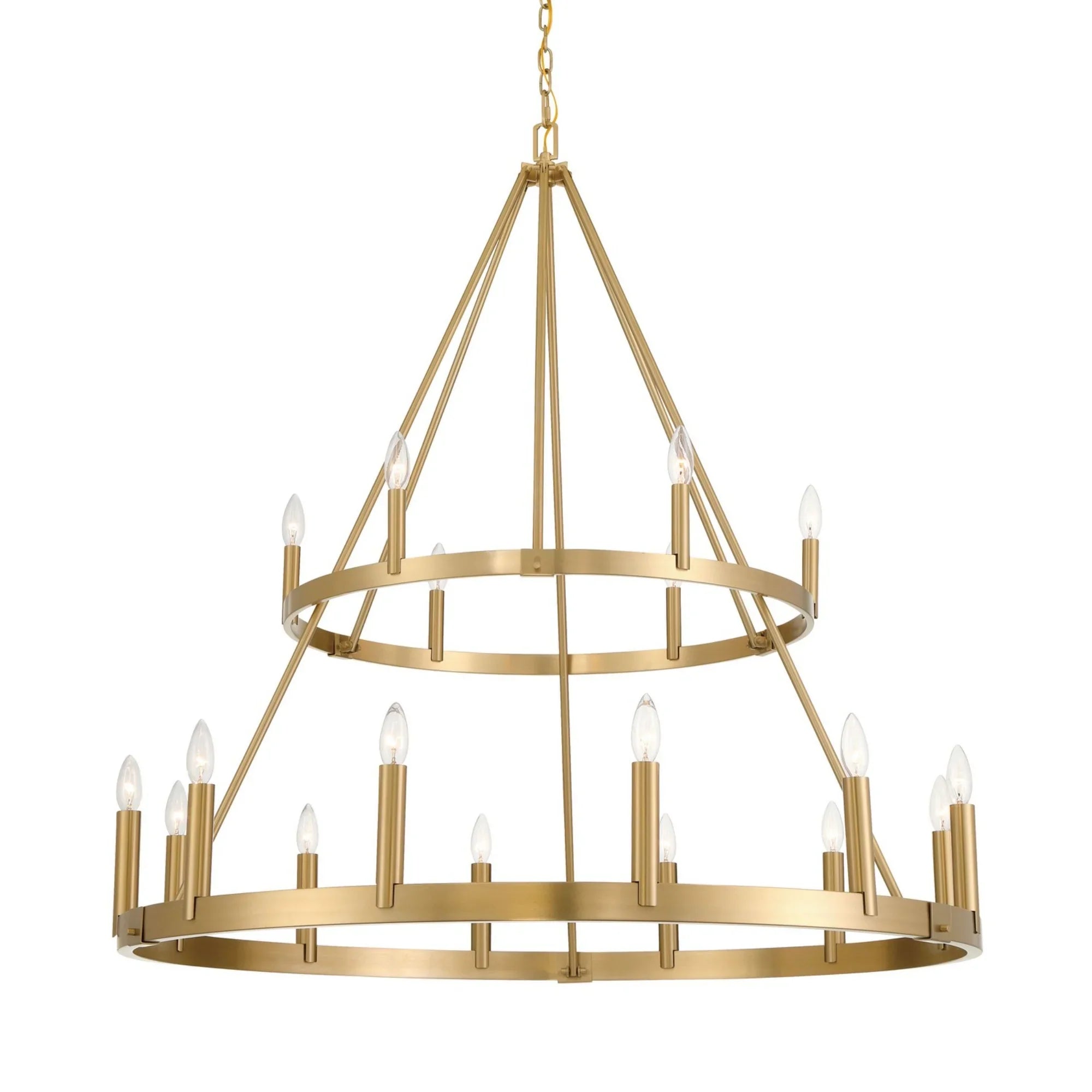 Dutton 44" 18-Light 2-Tier Chandelier, Signature Brass Finish - Bees Lighting