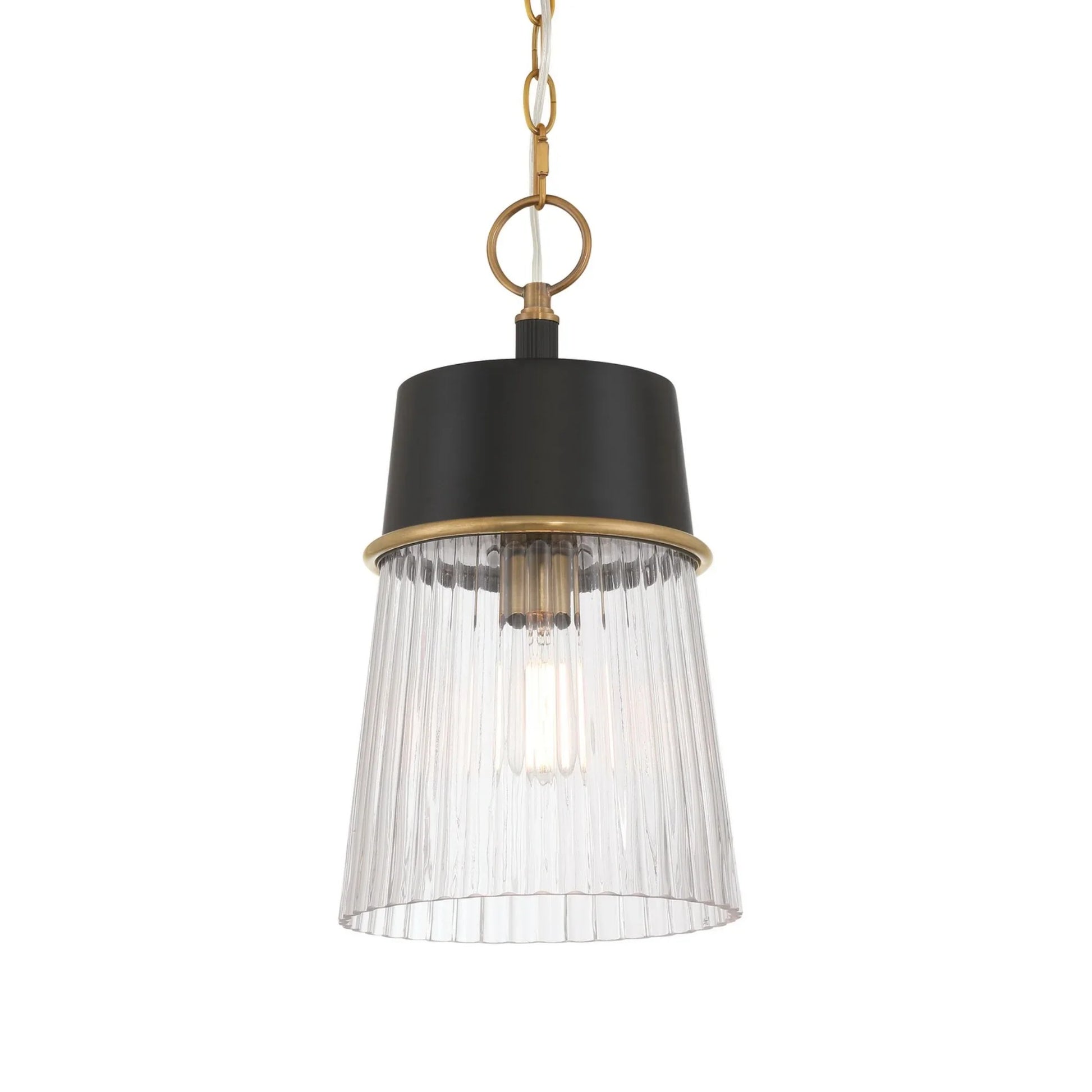 Stamford 9" Pendant, Legacy Brass & Dark Matte Black Finish - Bees Lighting