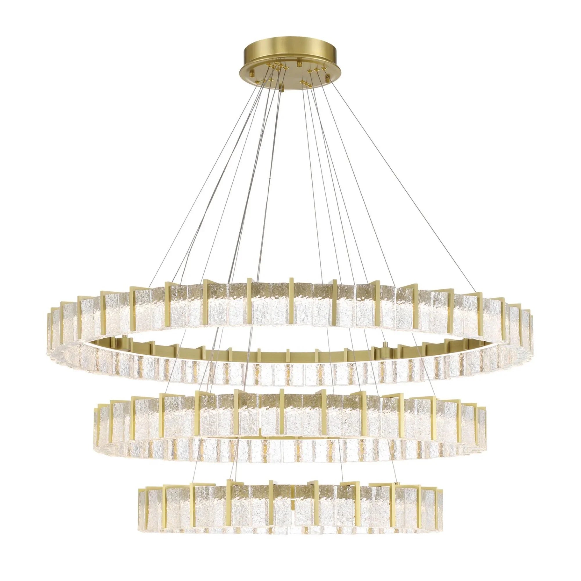 Sevryn 3-Tiers 45" LED Chandelier, Soft Brass Finish - Bees Lighting
