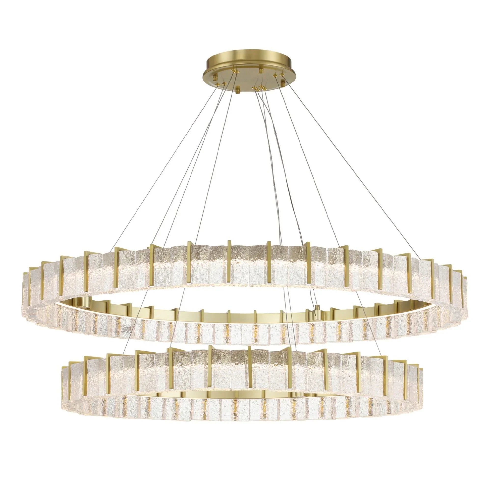 Sevryn 2-Tiers 45" LED Chandelier, Soft Brass Finish - Bees Lighting