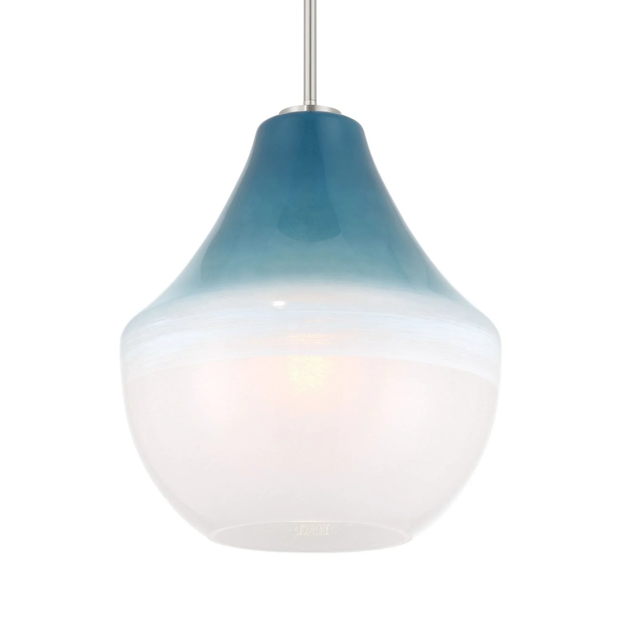Pacific 17" Pendant, Brushed Nickel Finish with Blue Ombre Glass - Bees Lighting