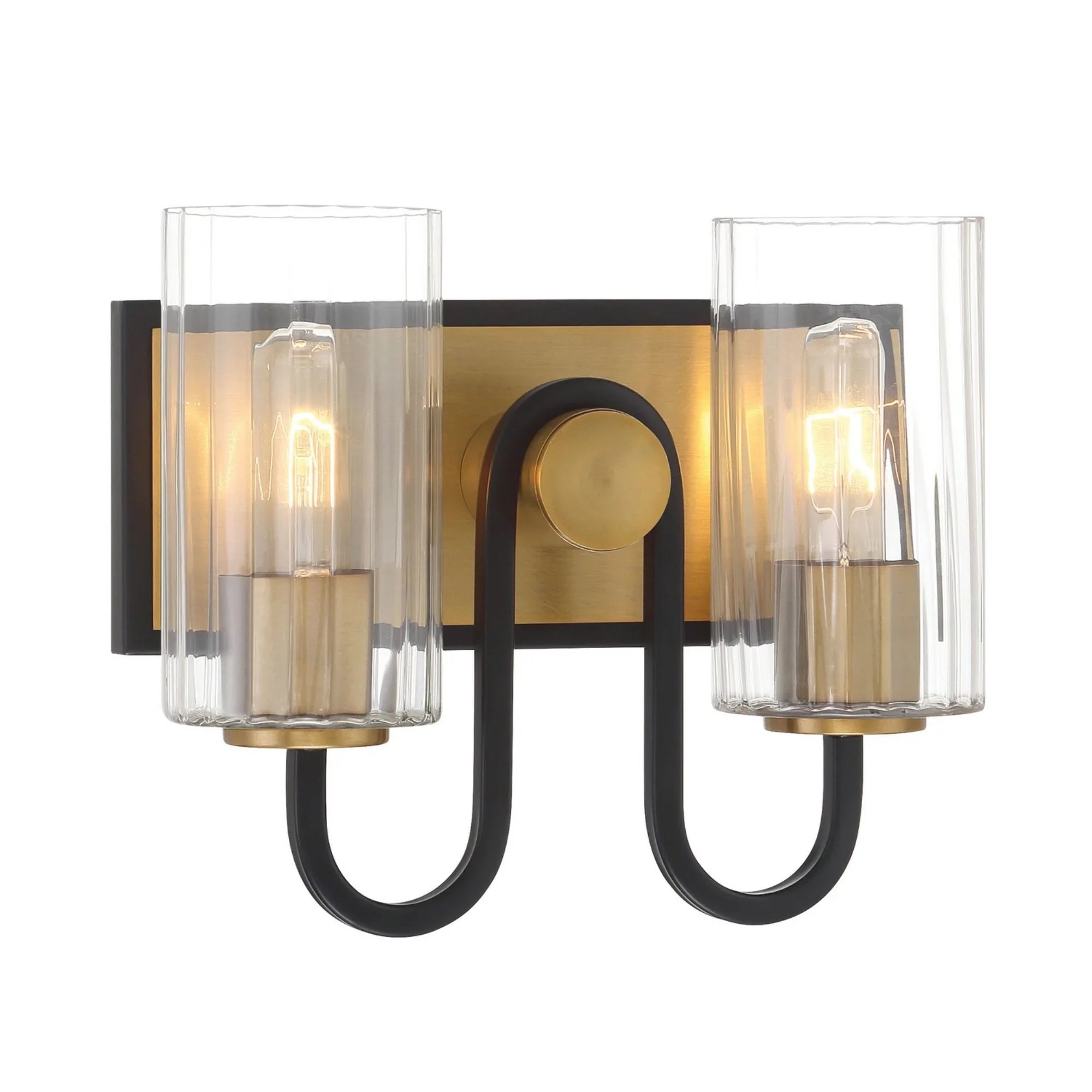 Orla 12" 2-Light Bath Vanity, Legacy Brass & Dark Matte Black Finish - Bees Lighting