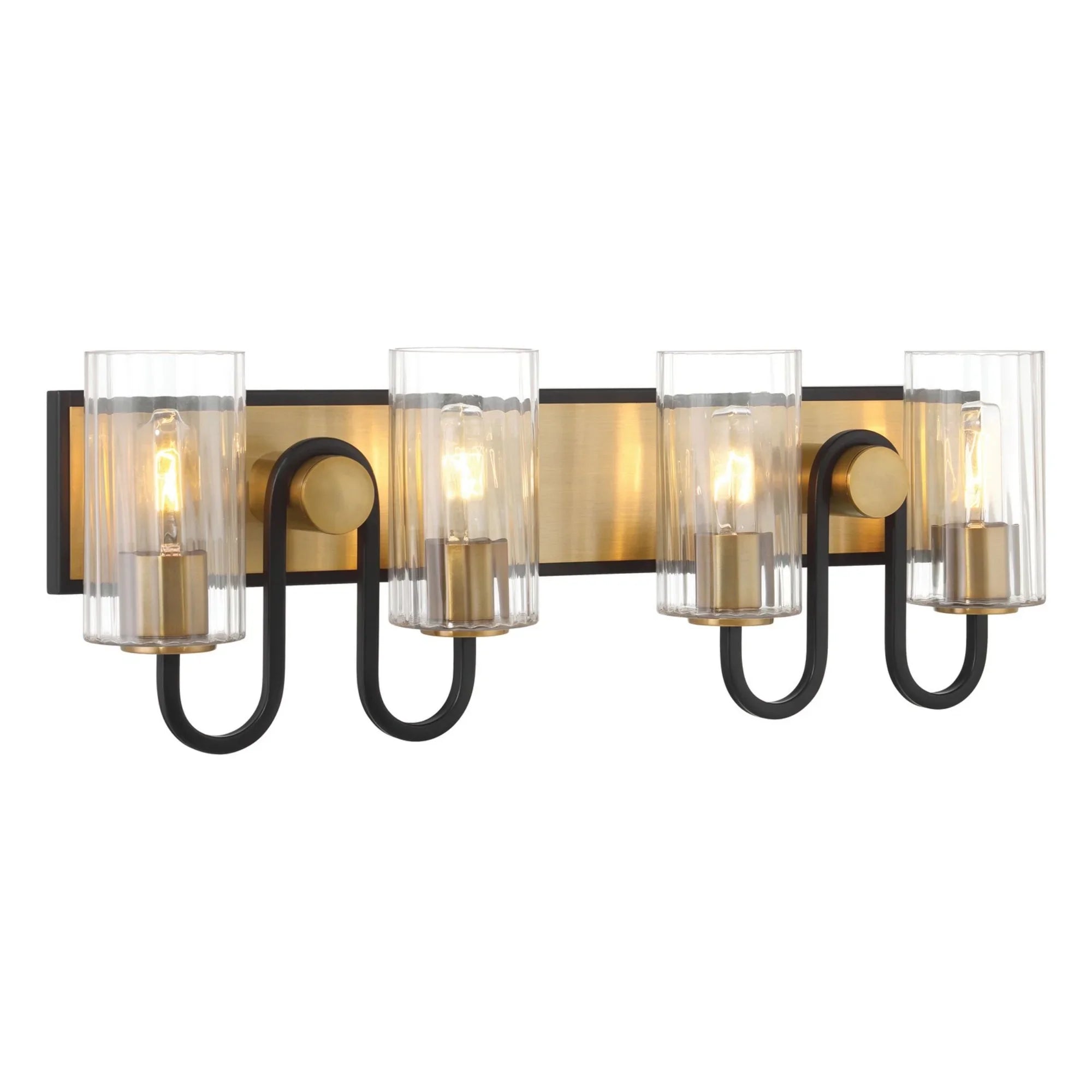 Orla 28" 4-Light Bath Vanity, Legacy Brass & Dark Matte Black Finish - Bees Lighting