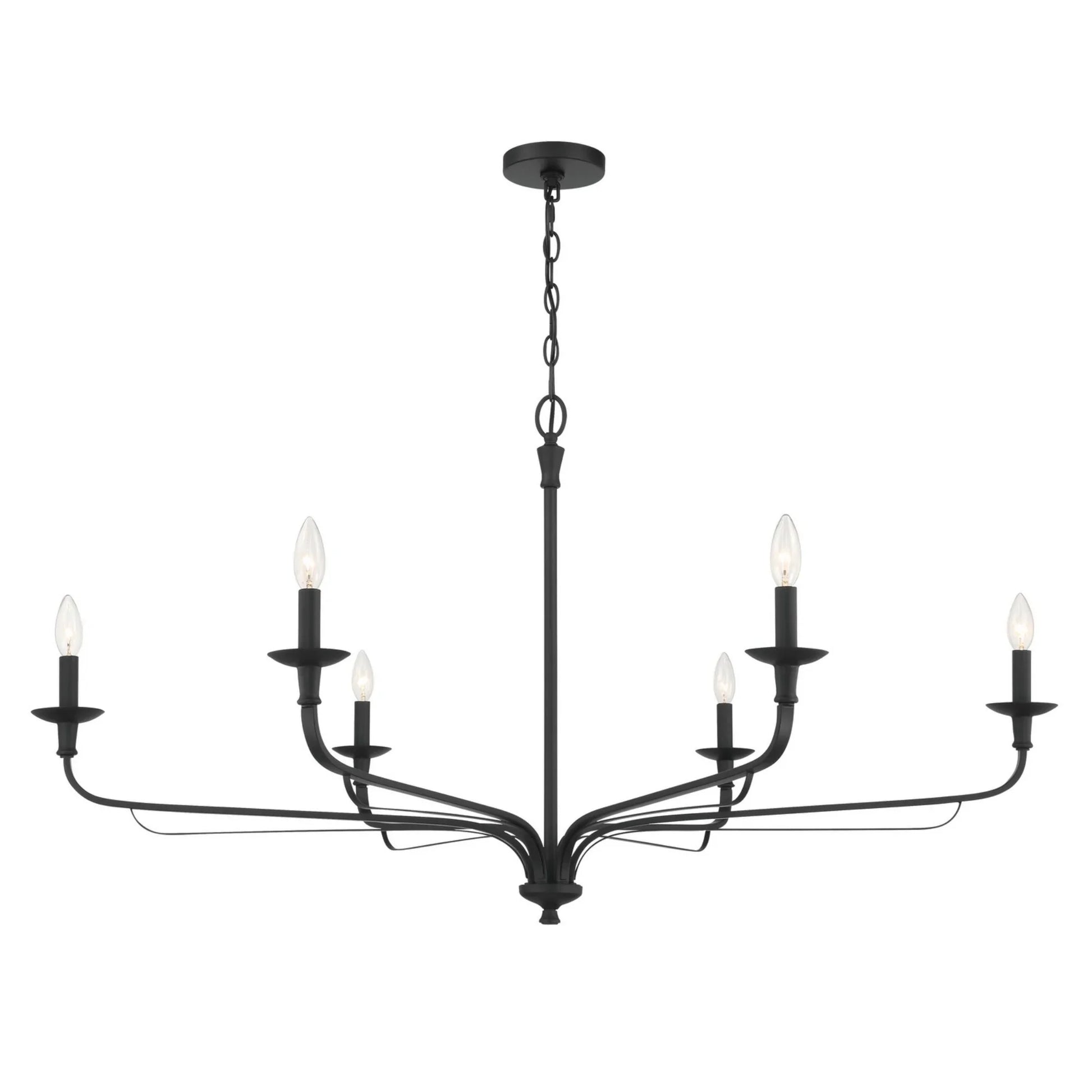 Velena 47" 6-Light Chandelier, Dark Matte Black Finish - Bees Lighting