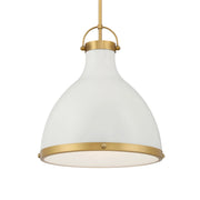 Lynk 17" Pendant, Legacy Brass & Off White Cream Finish - Bees Lighting
