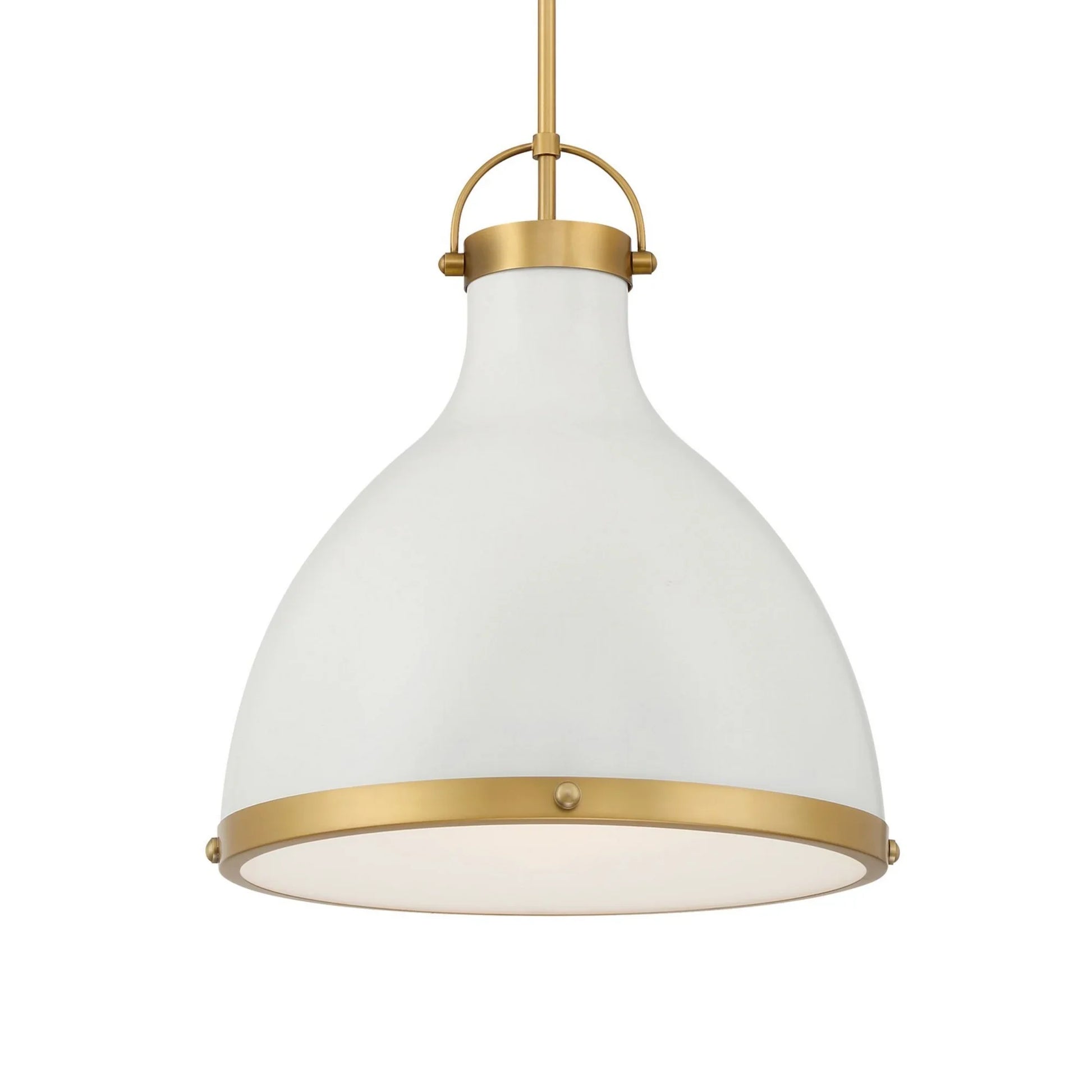 Lynk 17" Pendant, Legacy Brass & Off White Cream Finish - Bees Lighting