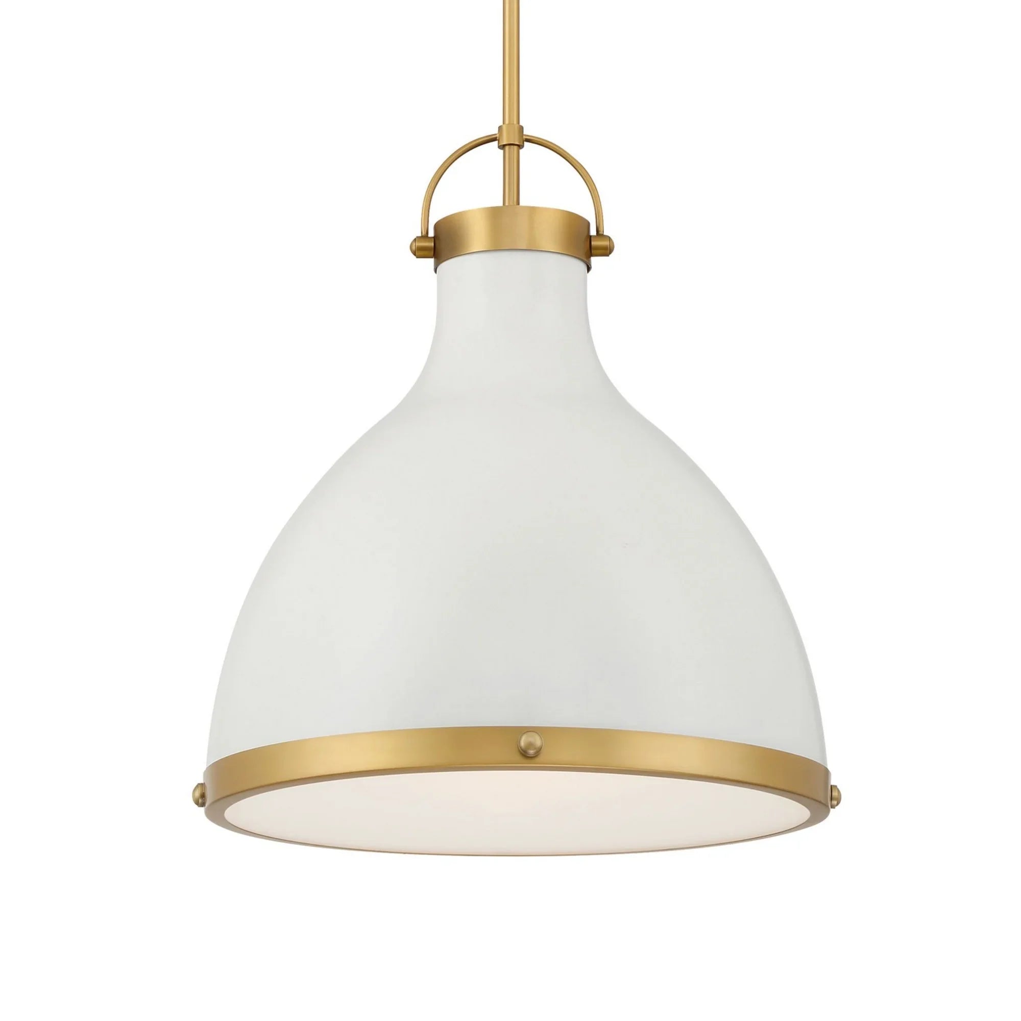 Lynk 17" Pendant, Legacy Brass & Off White Cream Finish - Bees Lighting