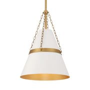 Springfield 18" Pendant, Legacy Brass & Off White Cream Finish - Bees Lighting