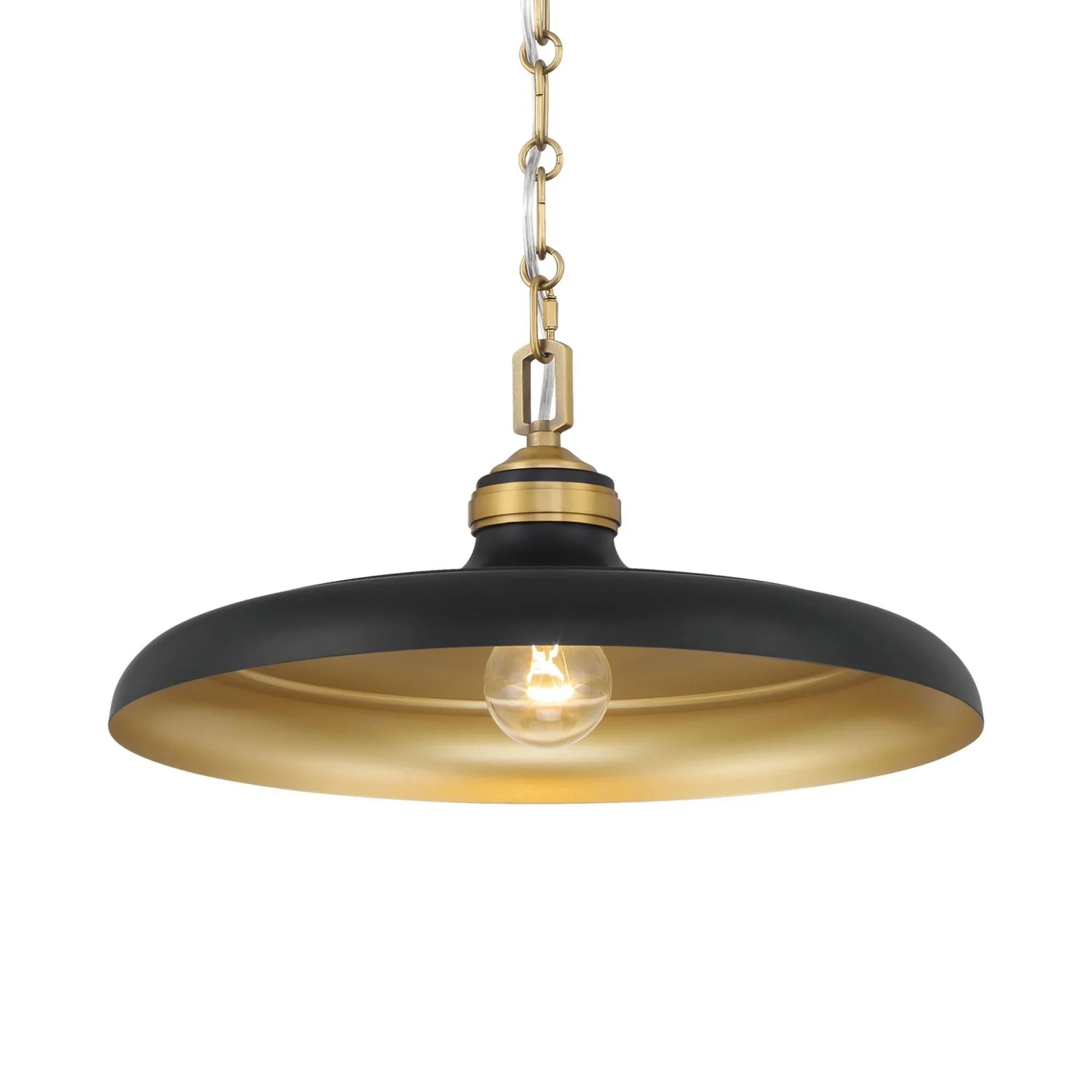 Crowne 16" Pendant, Legacy Brass & Dark Matte Black Finish - Bees Lighting