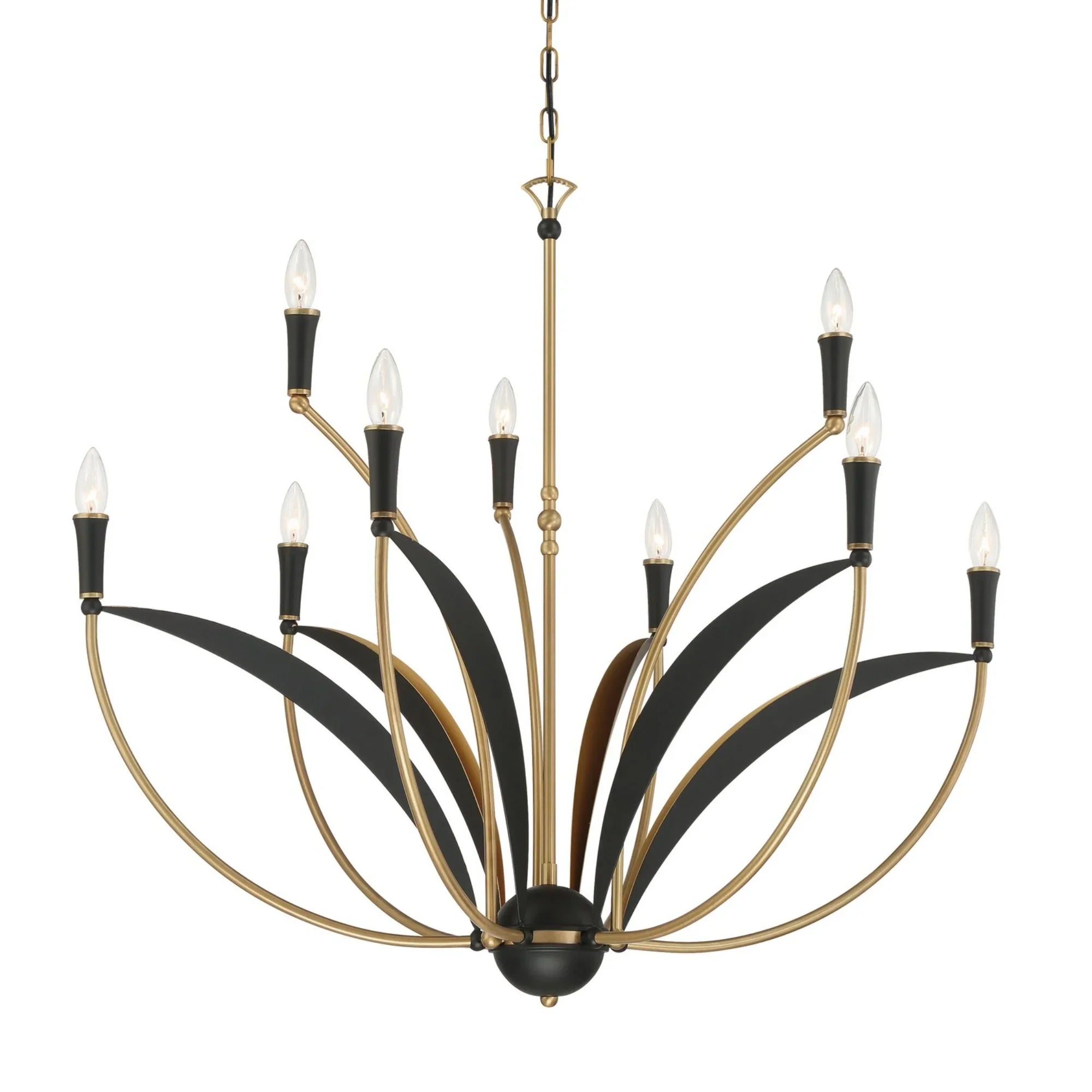 Miller 36" 9-Light Chandelier, Legacy Brass & Sand Coal Finish - Bees Lighting