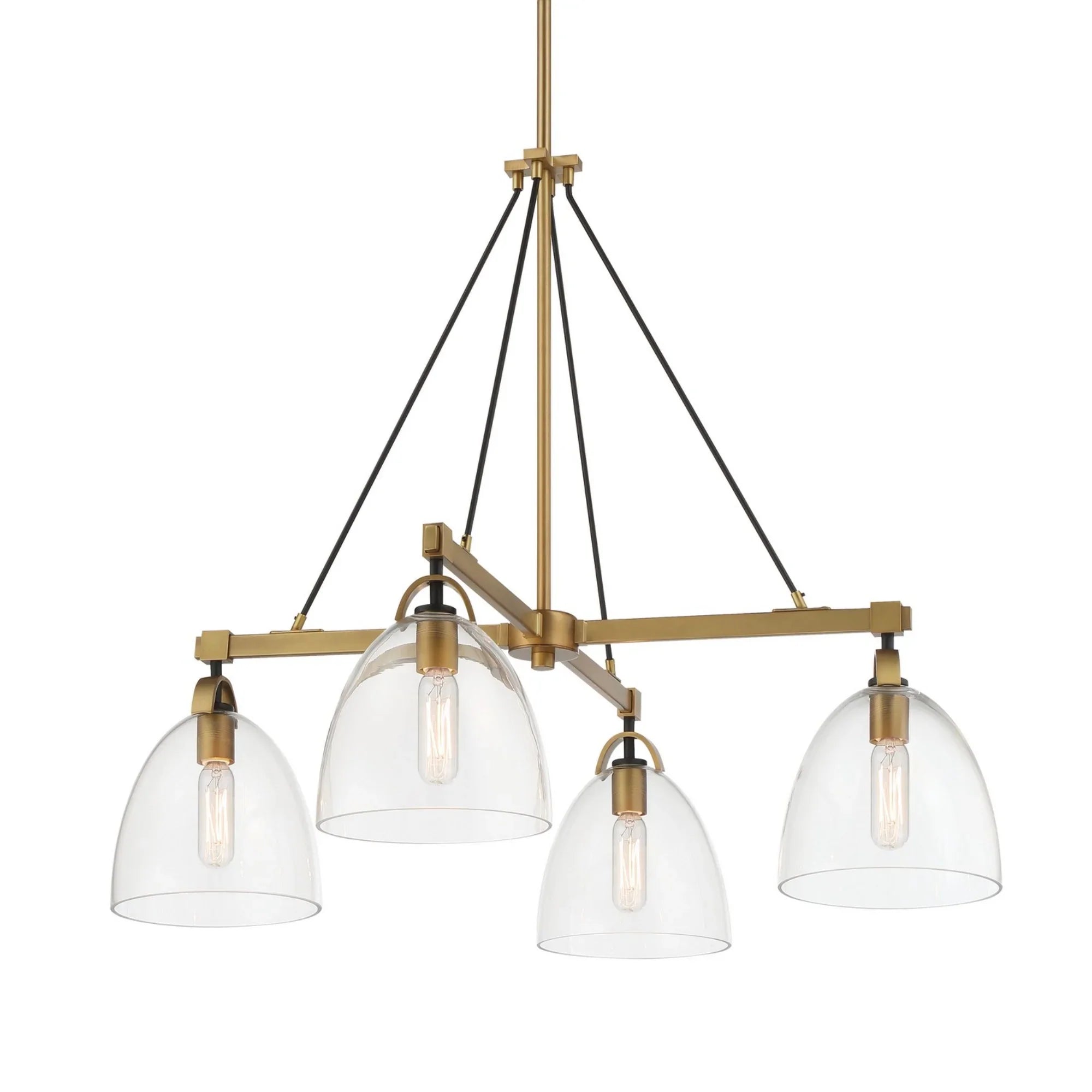 Sommersby 30" 4-Light Chandelier, Legacy Brass & Matte Coal Finish - Bees Lighting