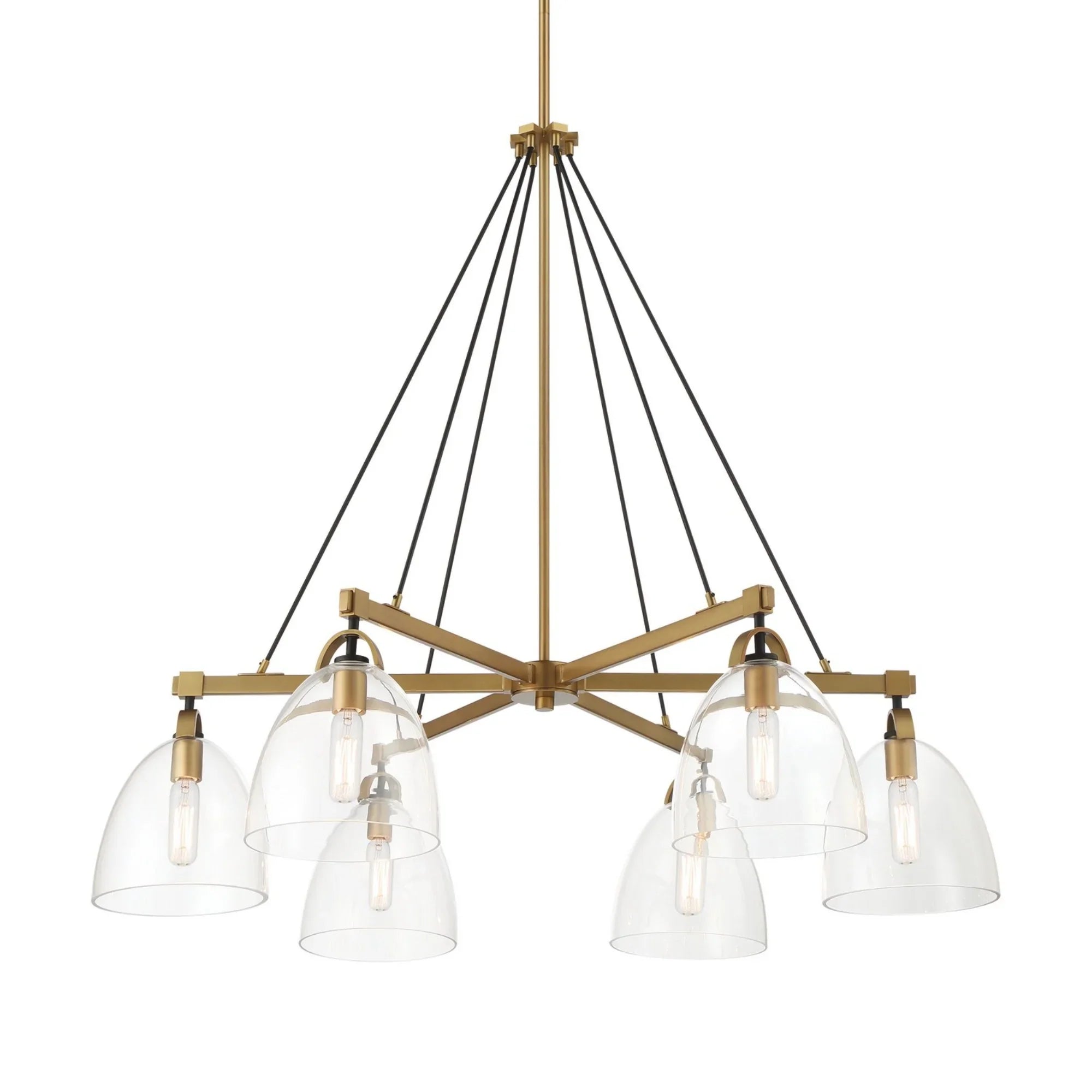 Sommersby 36" 6-Light Chandelier, Legacy Brass & Matte Coal Finish - Bees Lighting