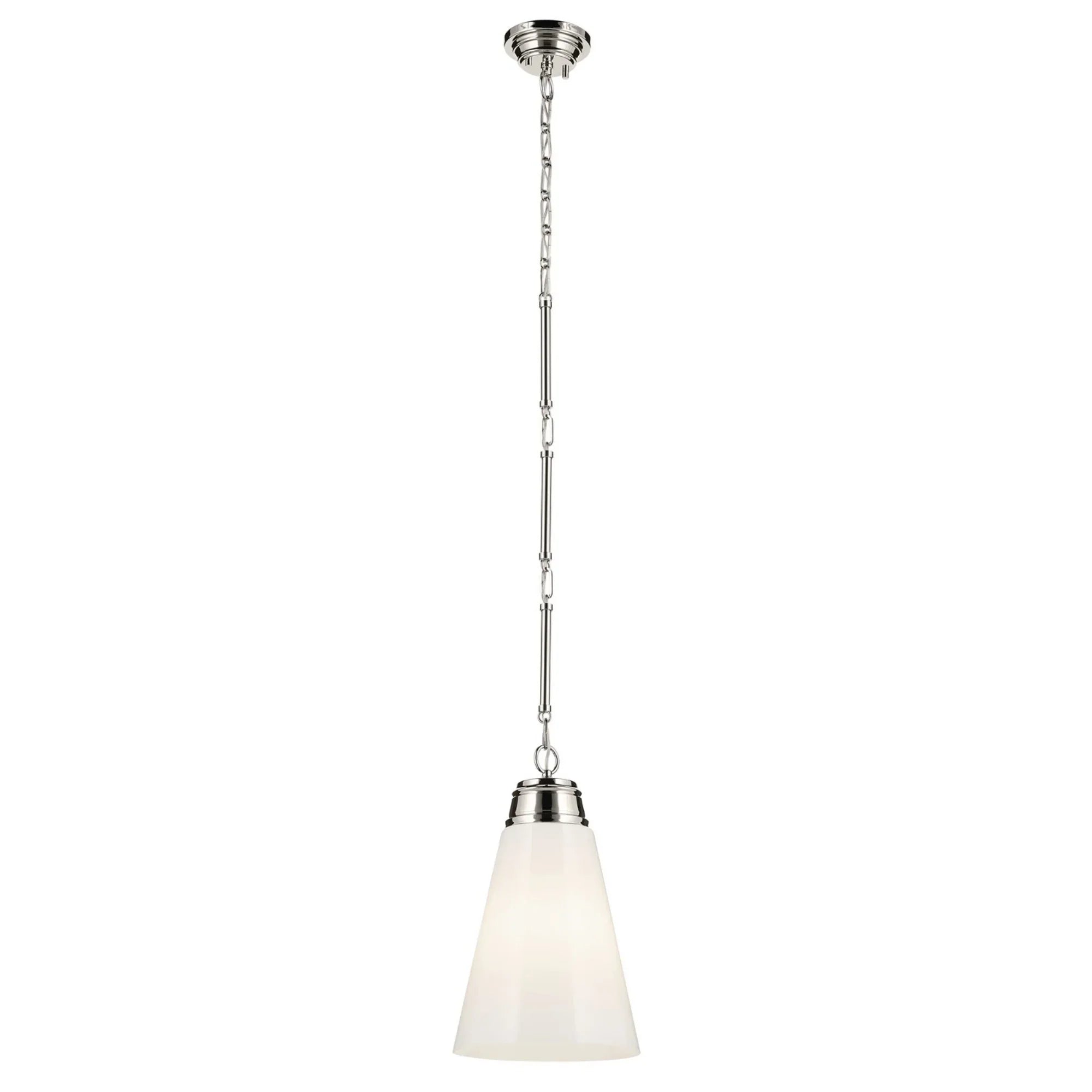 Marsailli 12" Pendant, Polished Nickel Finish, Opal Glass - Bees Lighting