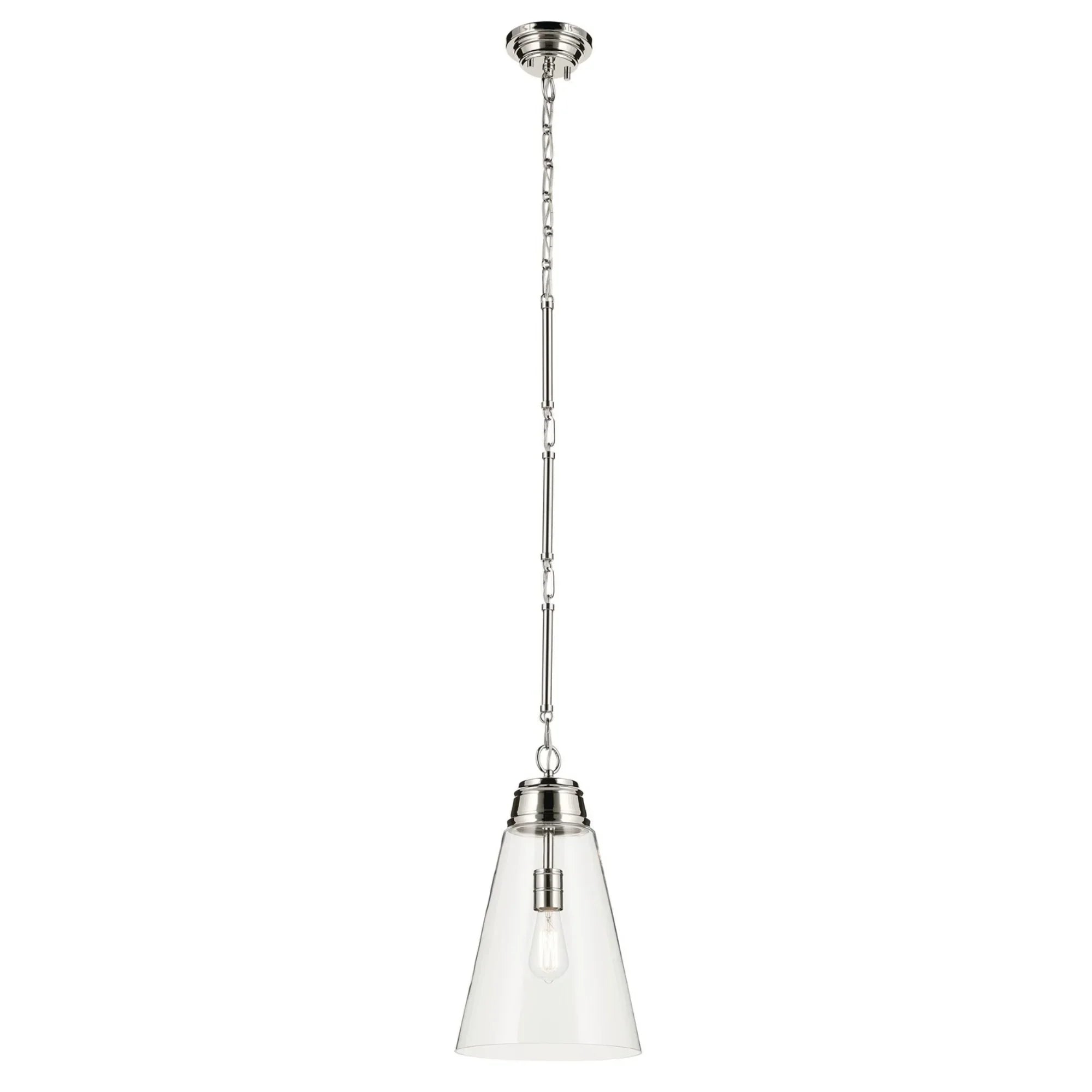 Marsailli 12" Pendant, Polished Nickel Finish, Clear Glass - Bees Lighting
