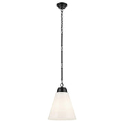 Marsailli 16" Pendant, Black Finish, Opal Glass - Bees Lighting